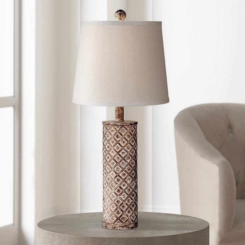 Gisele Gold Wash Lattice Column Table Lamp
