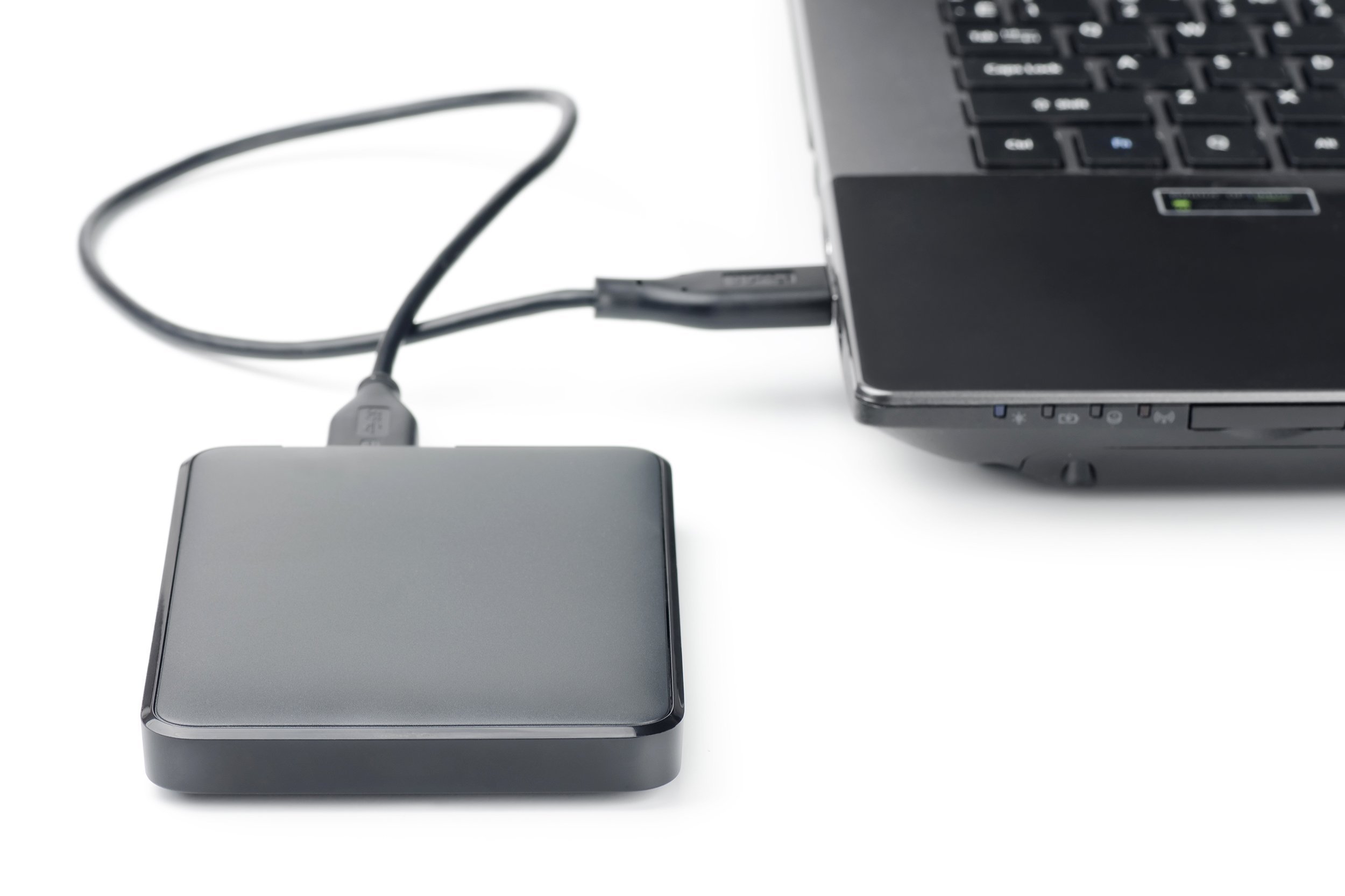 external hard drive connected to laptop