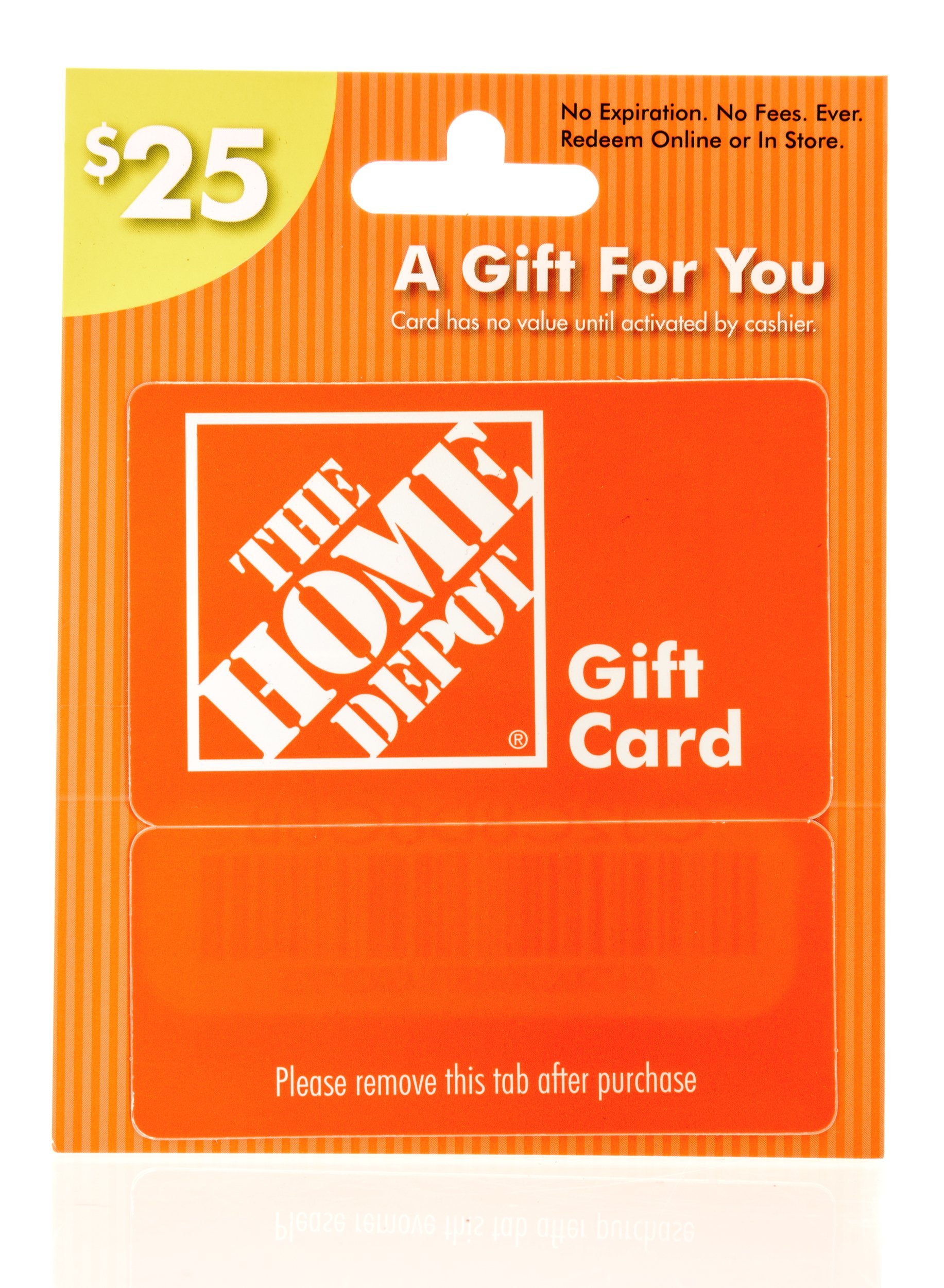 Home Depot gift card on an isolated background