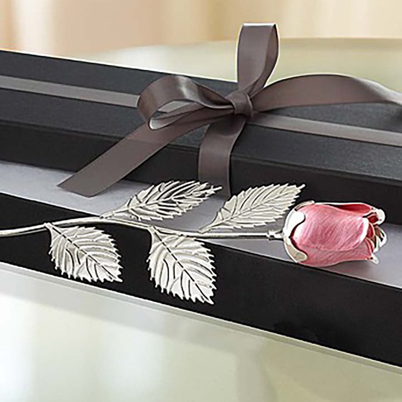 Keepsake Silver Plated Red or Pink Rose