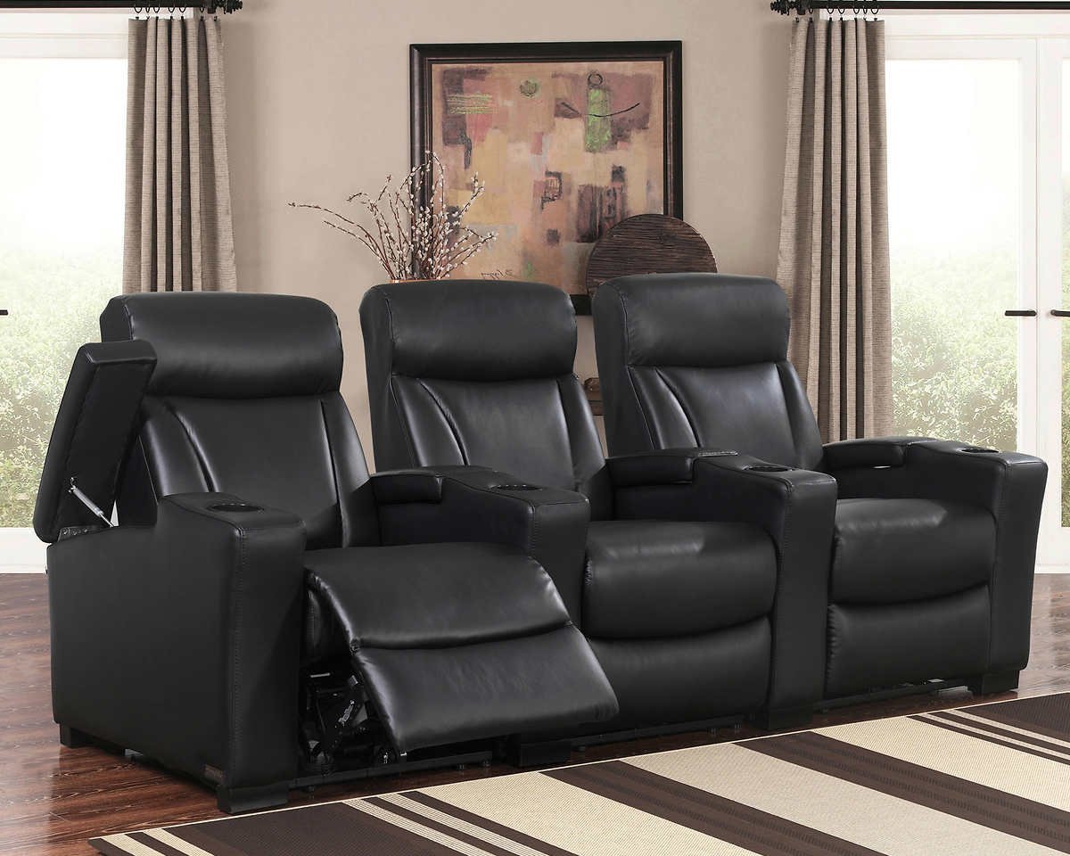 Romano 3-piece Top Grain Leather Power Media Recliners