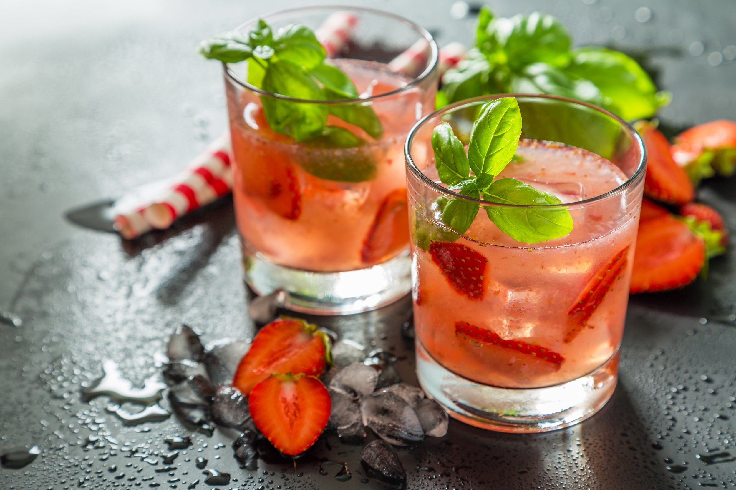 Strawberry Balsamic Basil Soda