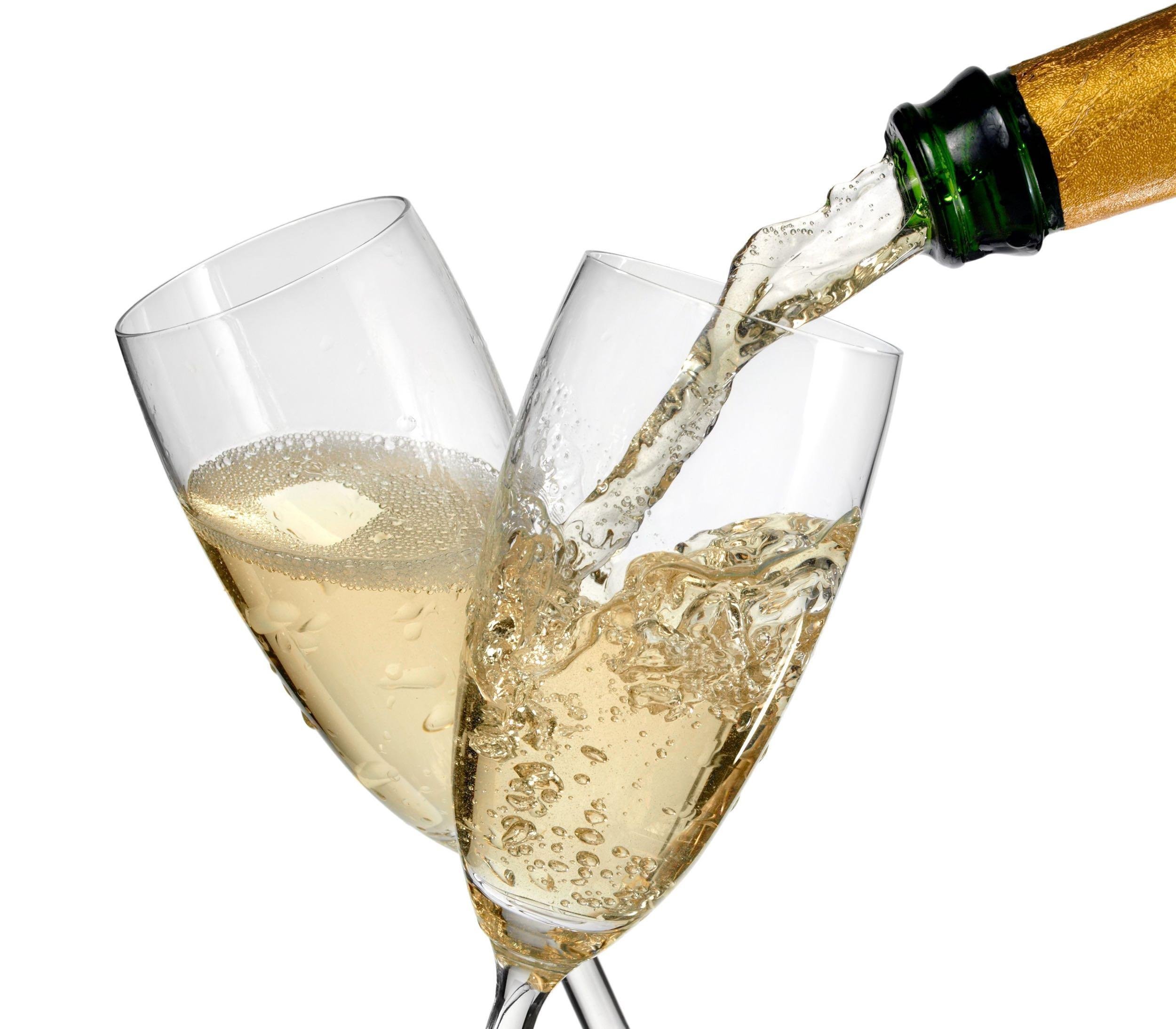champagne pouring in two glasses
