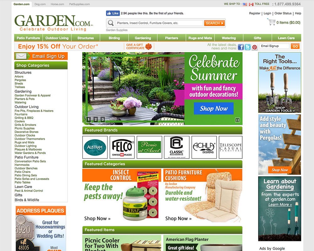Garden.com homepage