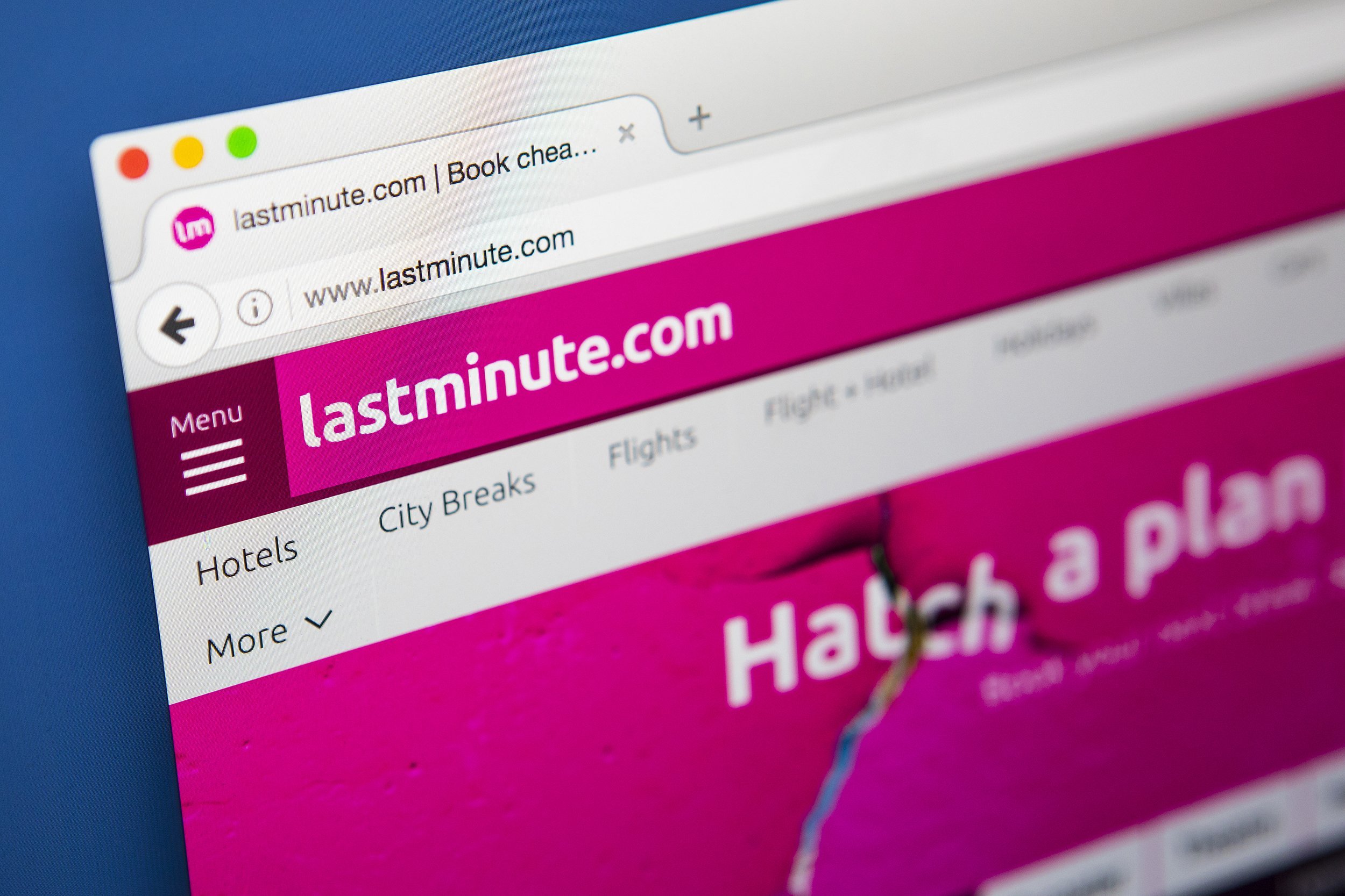 LastMinute.com homepage