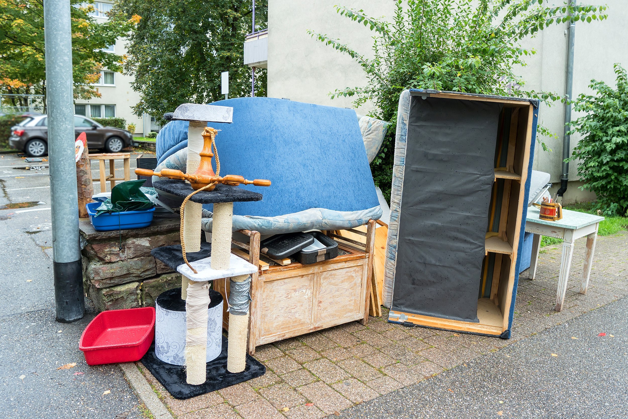 Big pile of old broken furniture