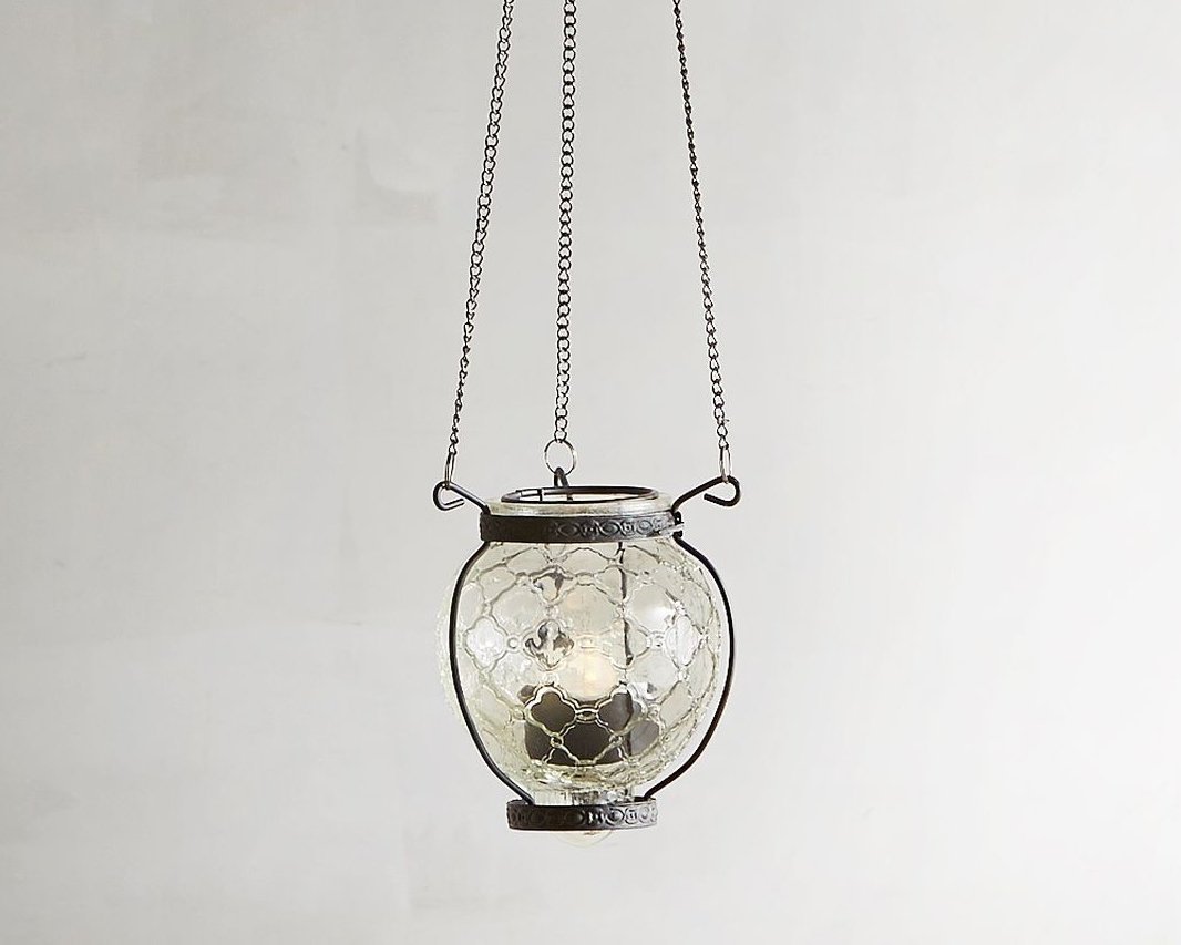 Clear Medallion glass tealight lantern