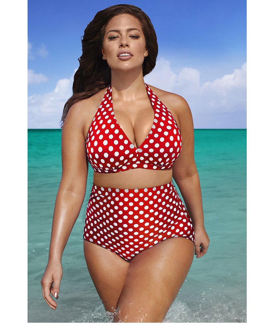 Diva White Dot high waisted bikini set