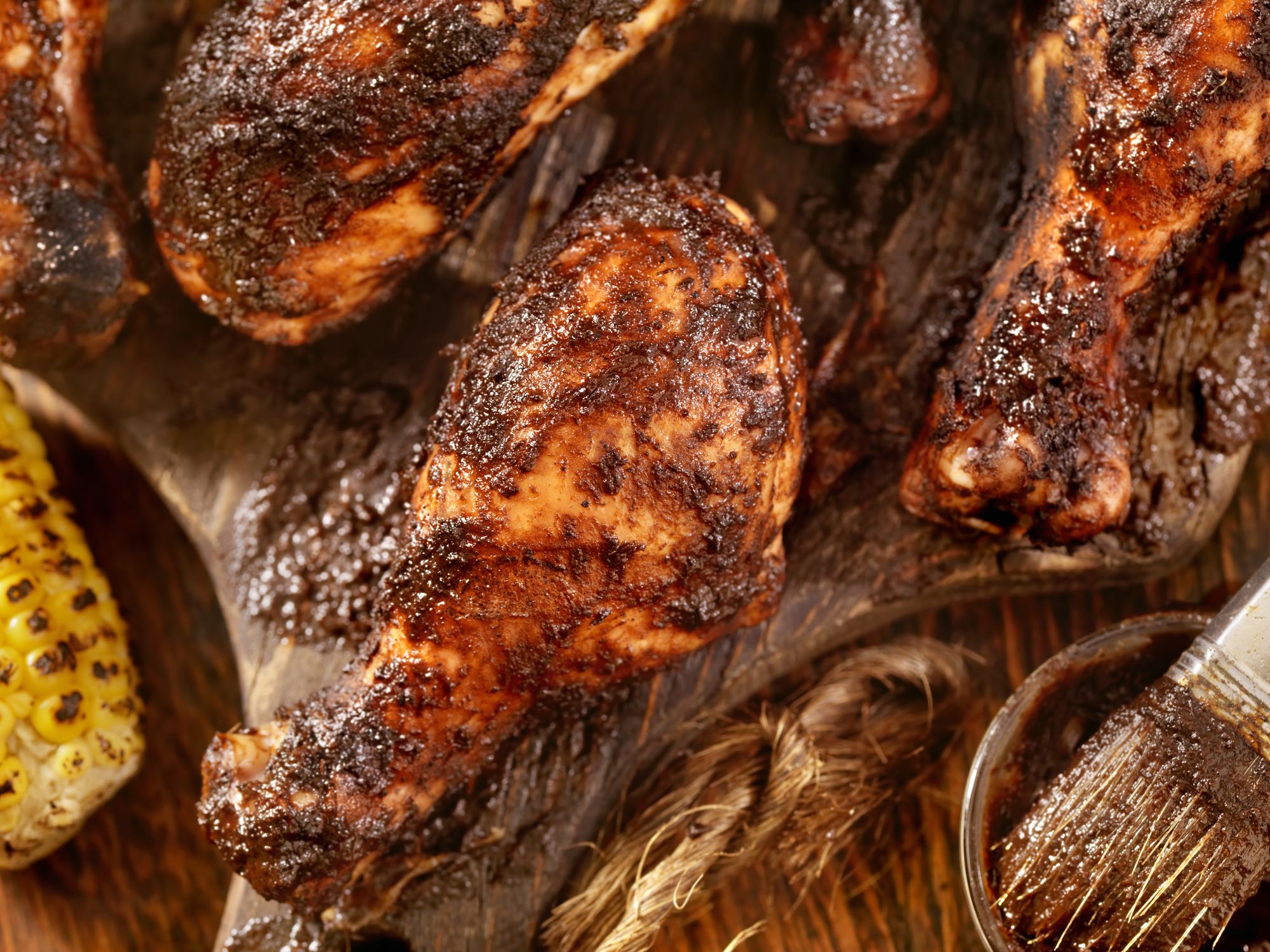 BBQ Grilled Jerk Chicken and Corn- Photographed on Hasselblad H3D2-39mb Camera