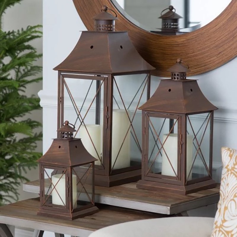 Magnolia bronze metal lanterns