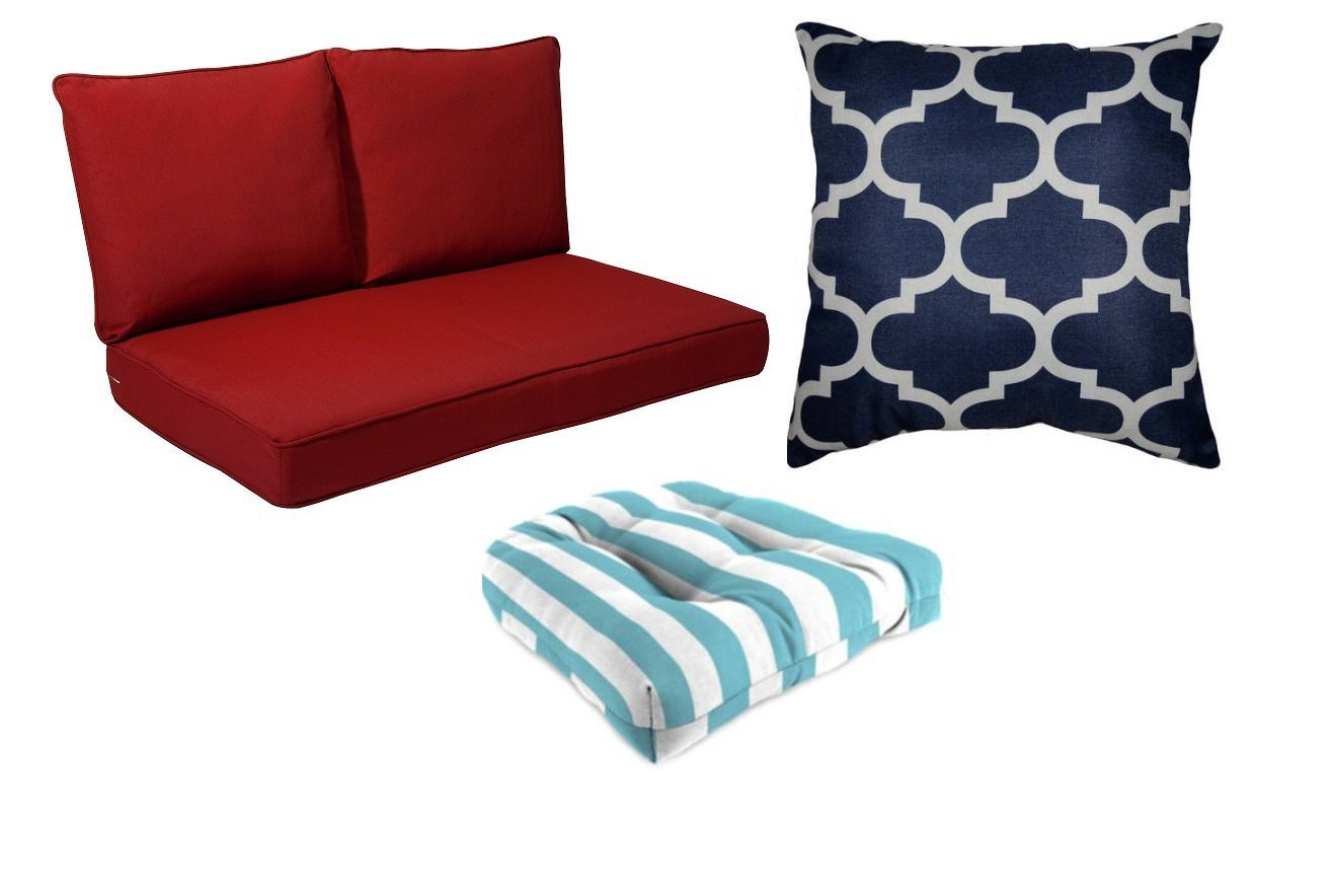 Compilation of patio pillows and cushions