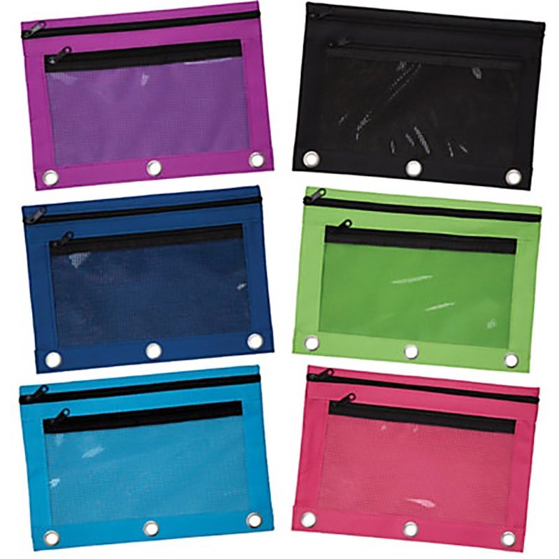Assorted mesh and plastic pencil pouches