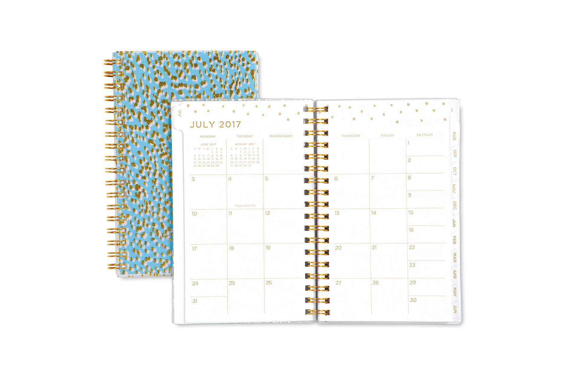Opened view of an academic planner