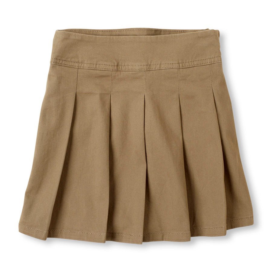 Khaki uniform pleated skort