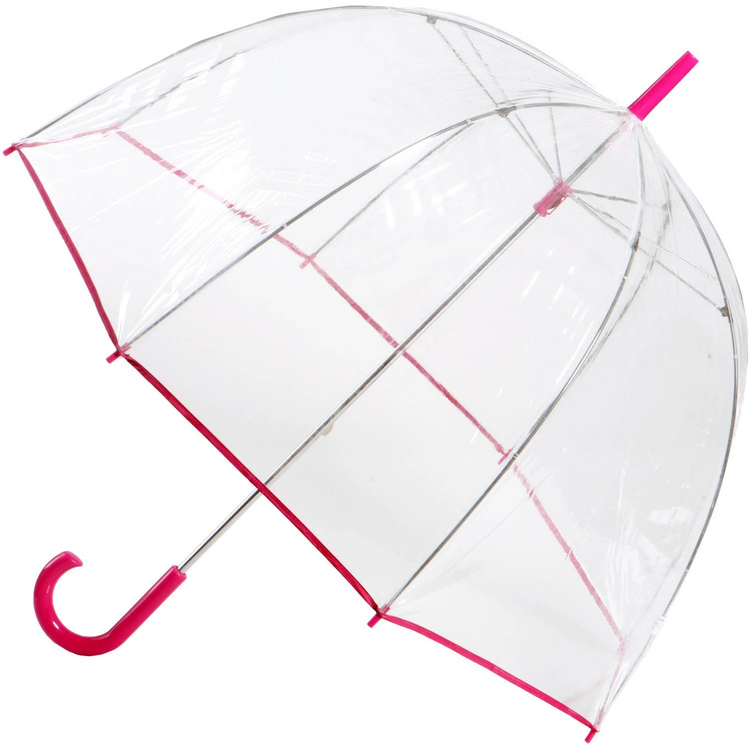 Clear bubble umbrella with pink trim