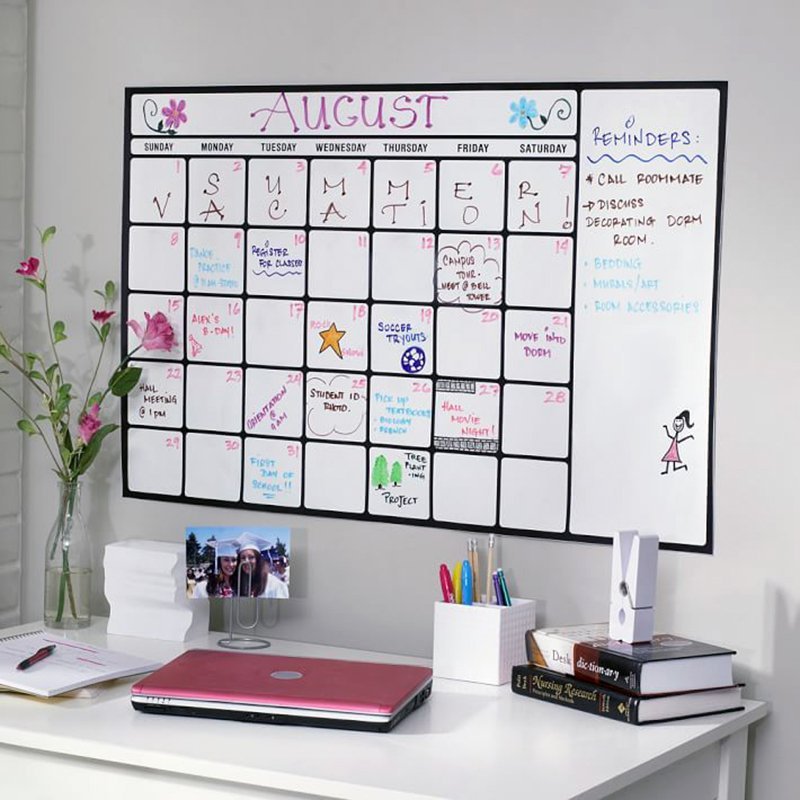 Dry-erase calendar decal