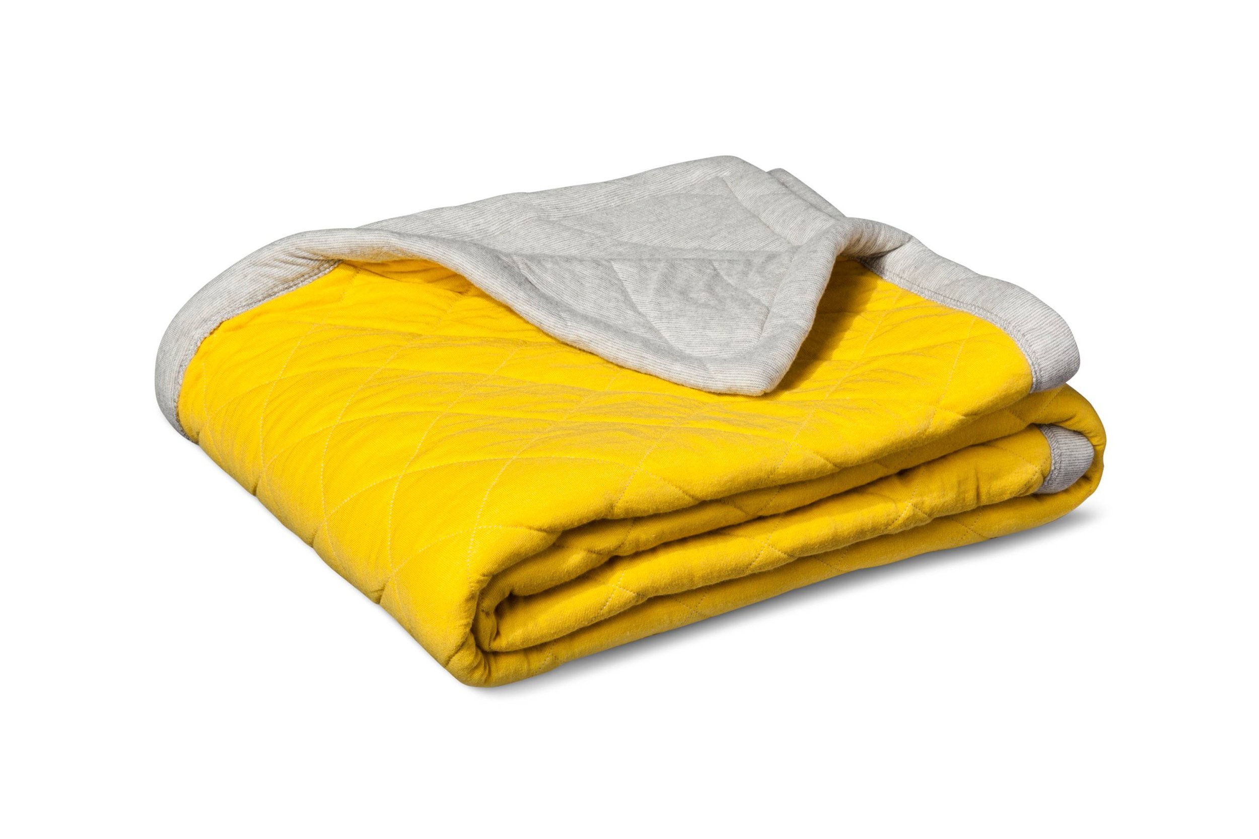 Yellow jersey knit throw blanket