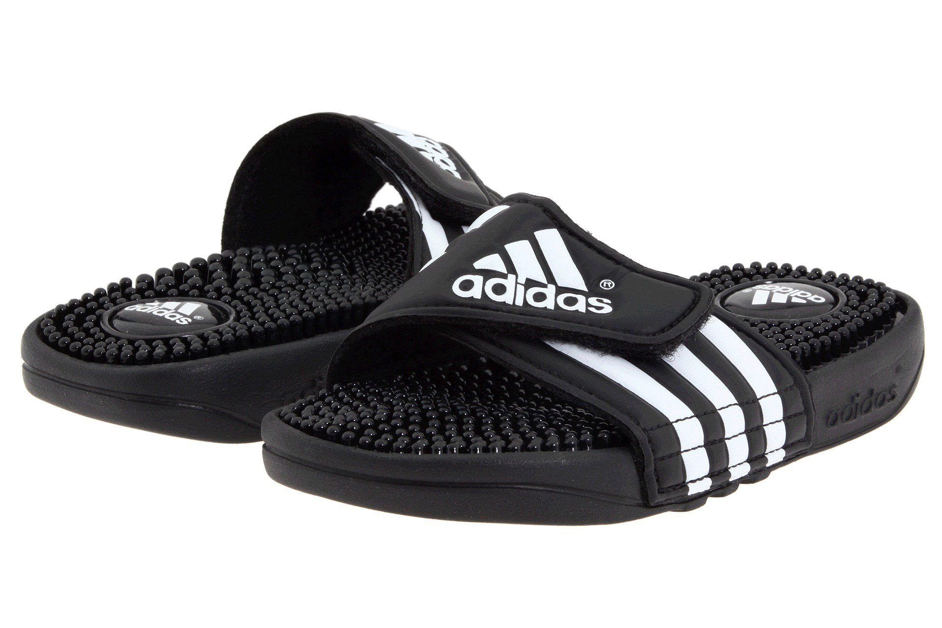 Adidas black and white slide sandals