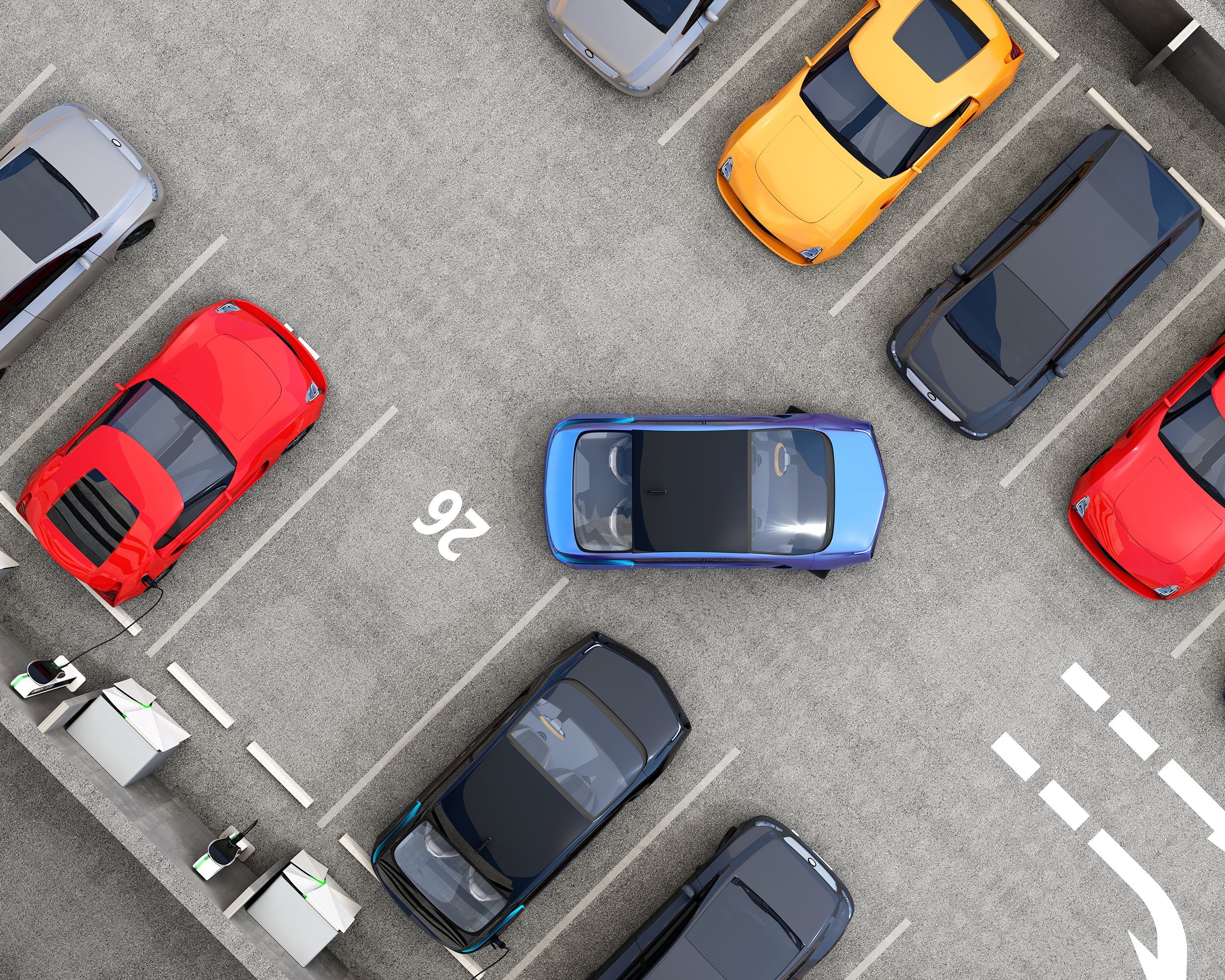 aerial view of parking lot