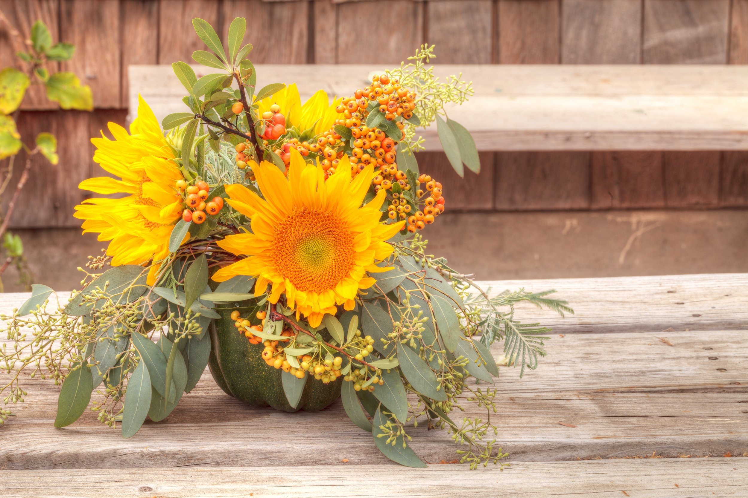 gourd vase with flowers