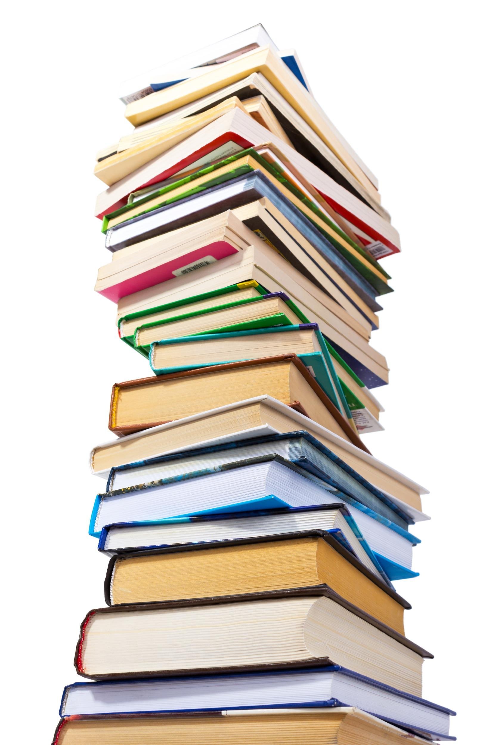 stack of textbooks