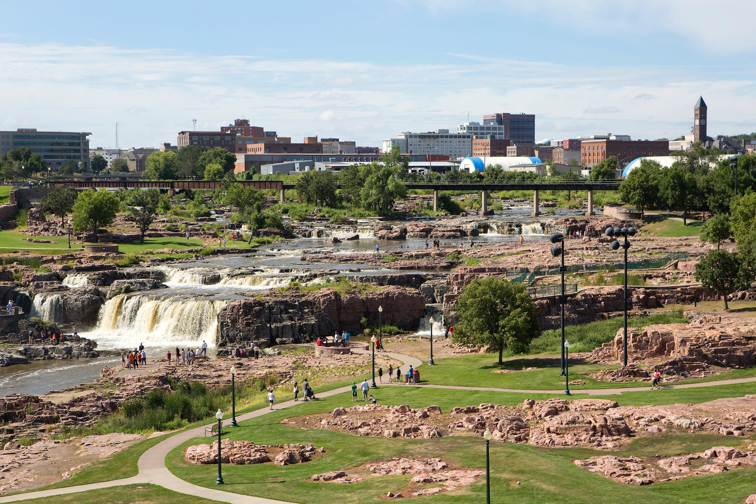 Waterfalls at Falls Park in Sioux Falls, SD