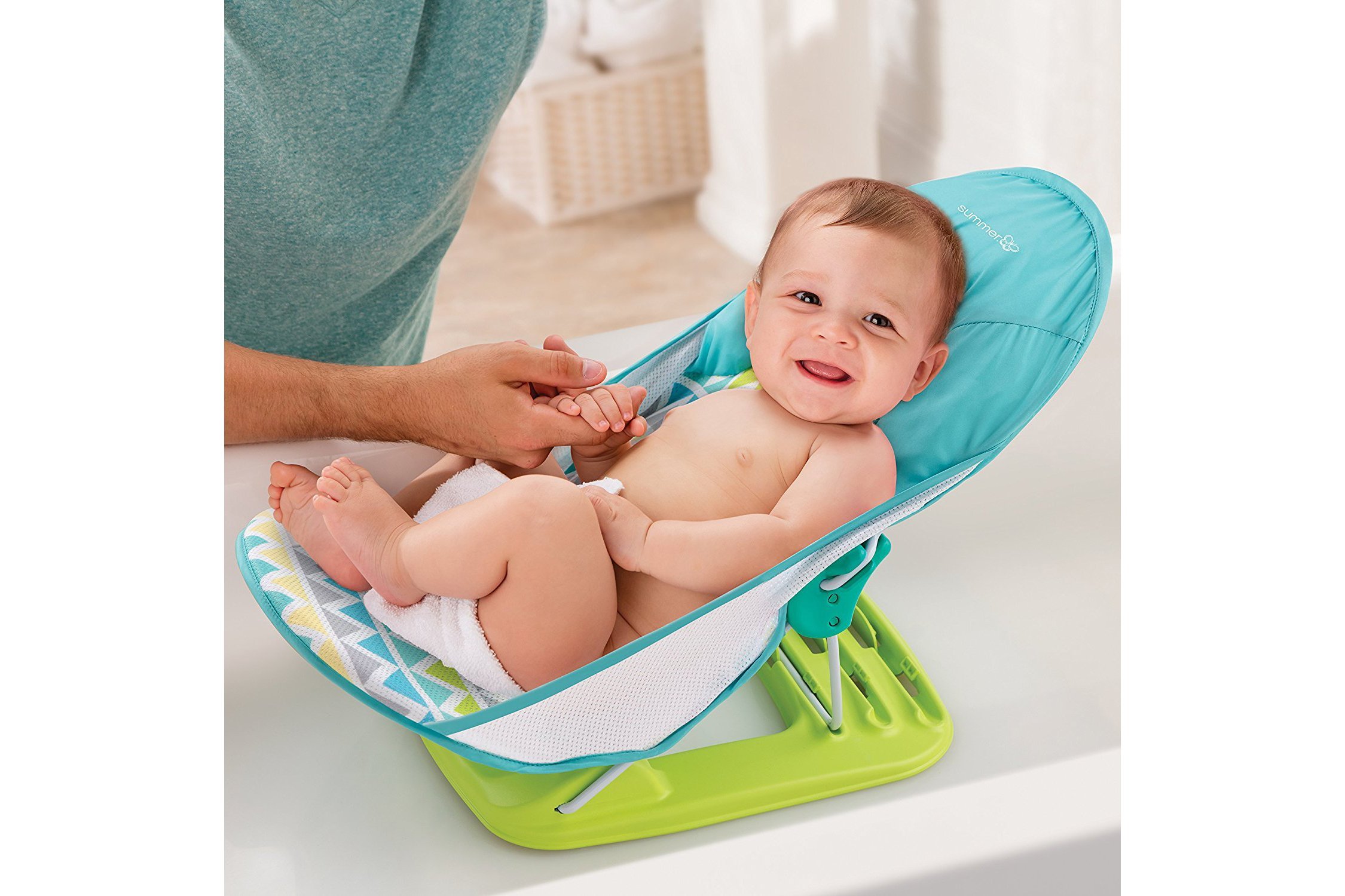 Baby in a bath seat