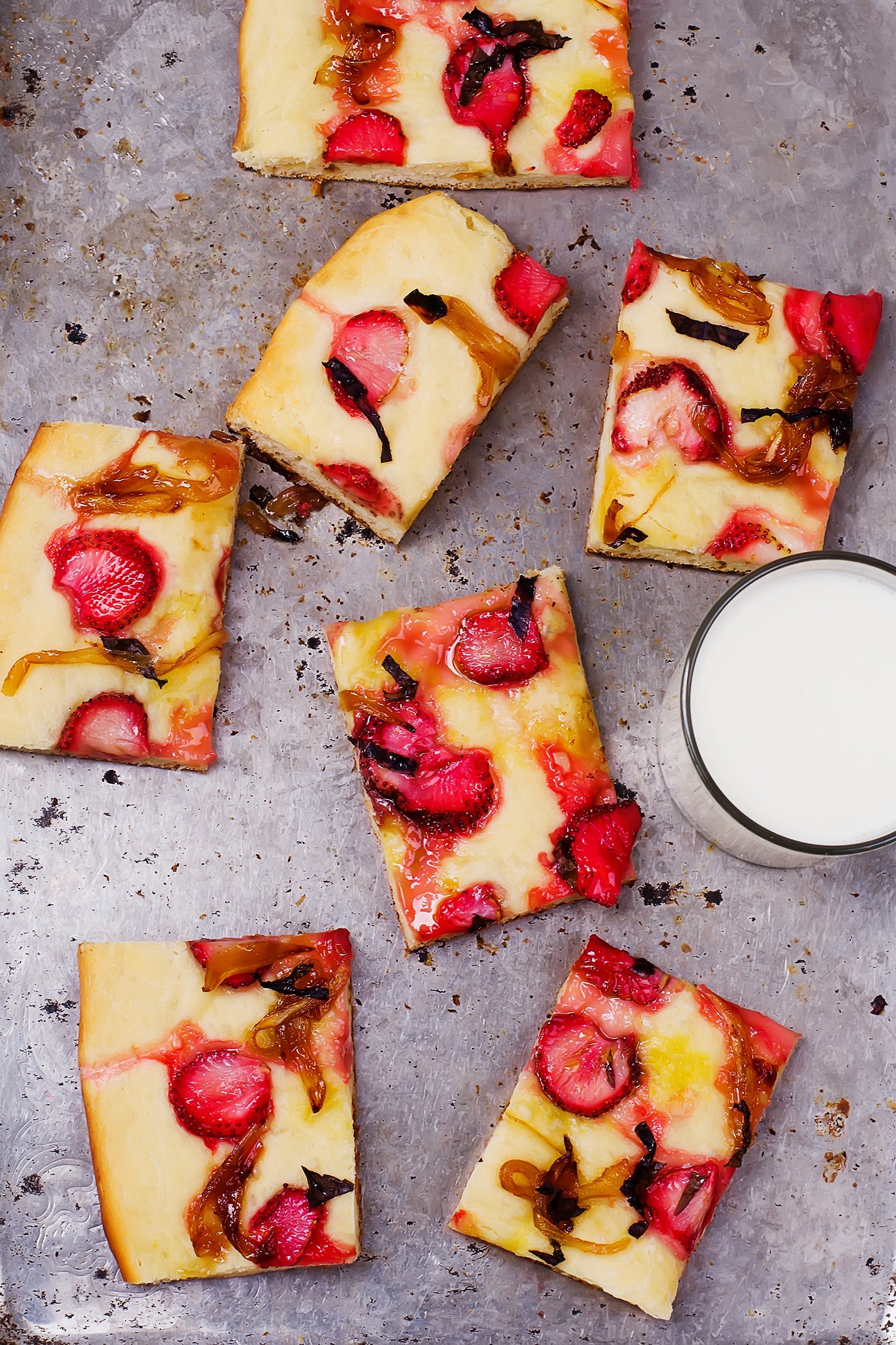 Strawberry Focaccia With Maple-Balsamic Onions