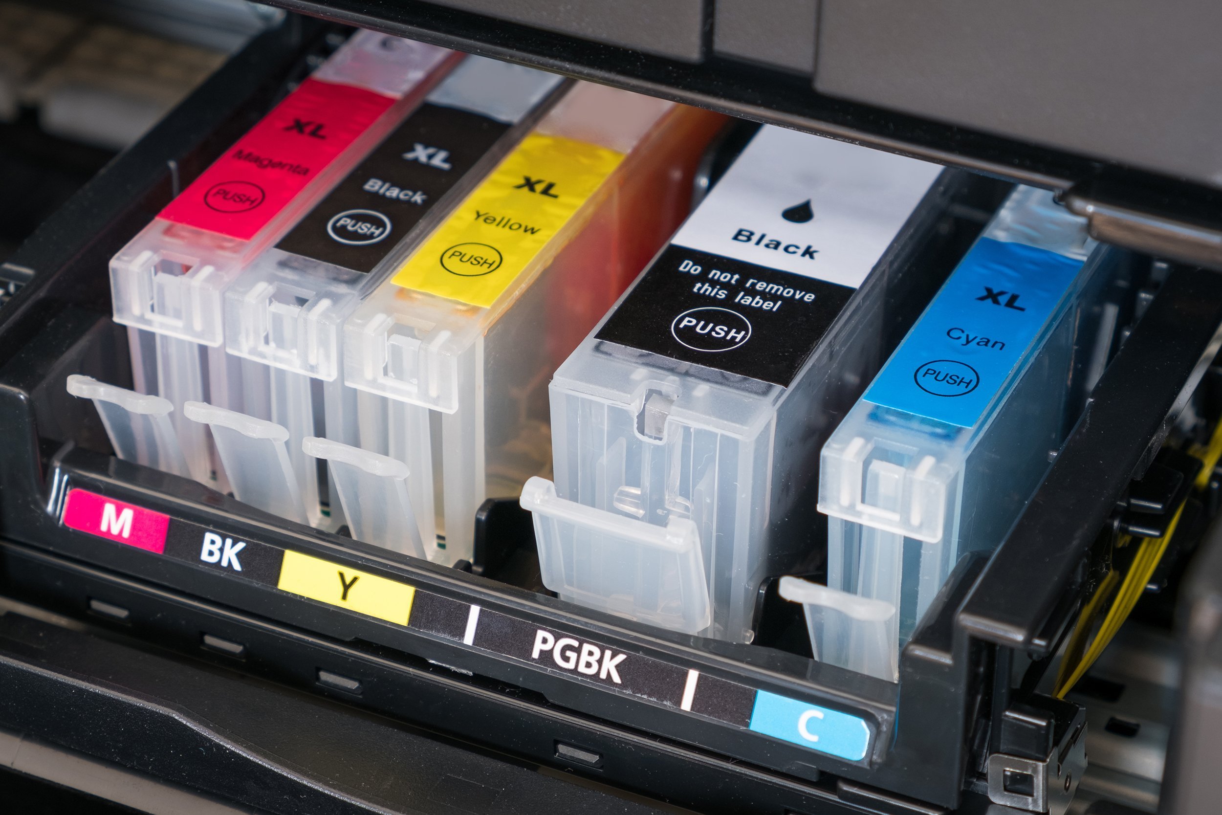ink cartridges inside printer