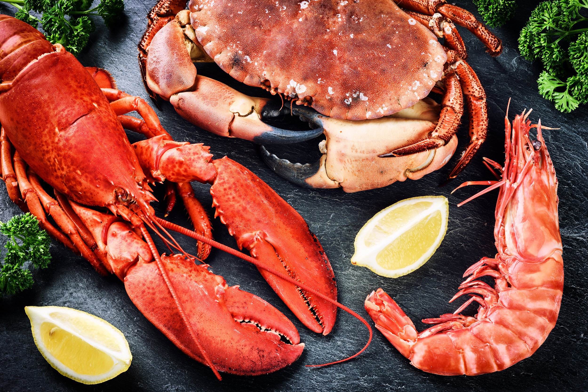 fine selection of crustacean for dinner