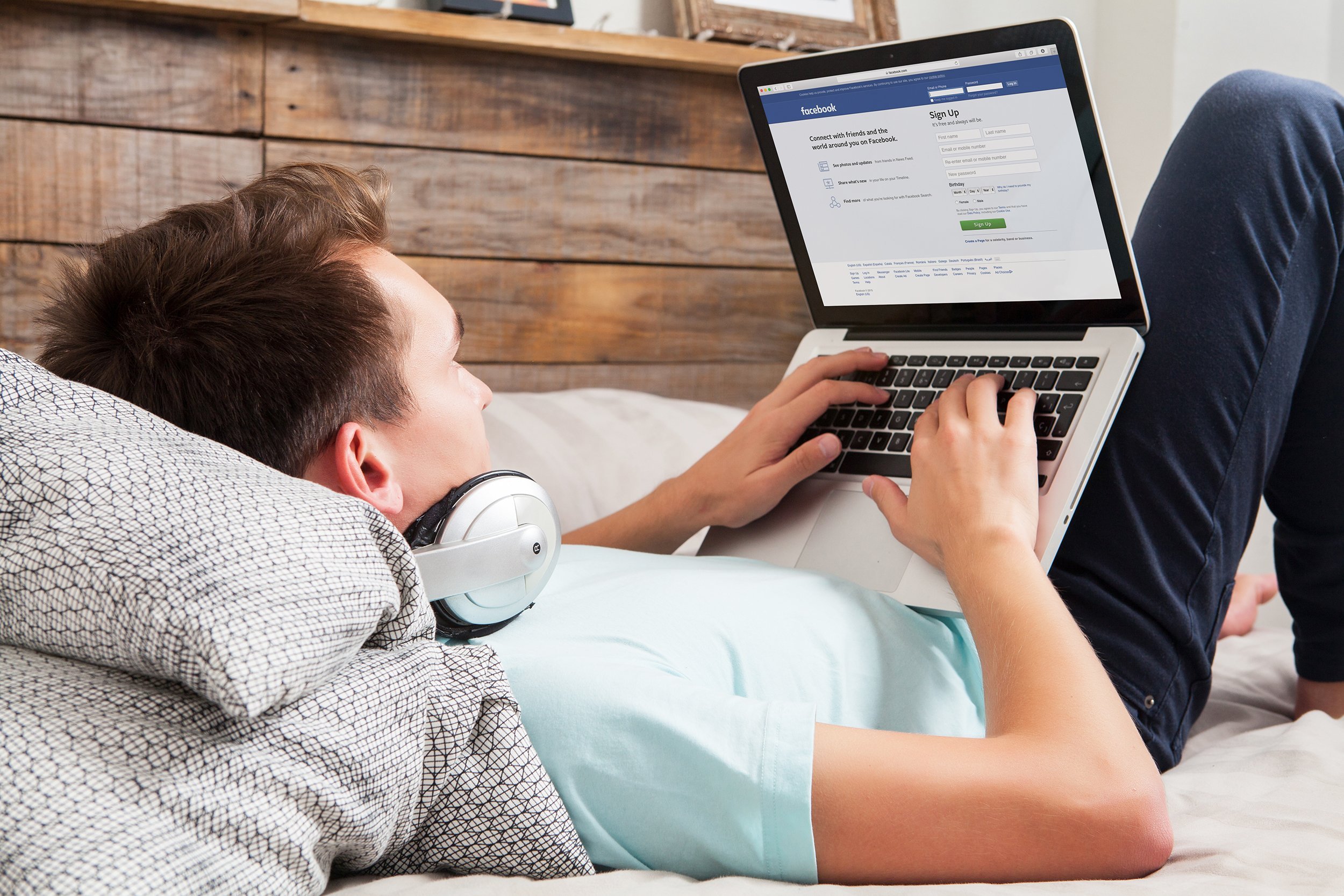 Facebook login page in a laptop screen