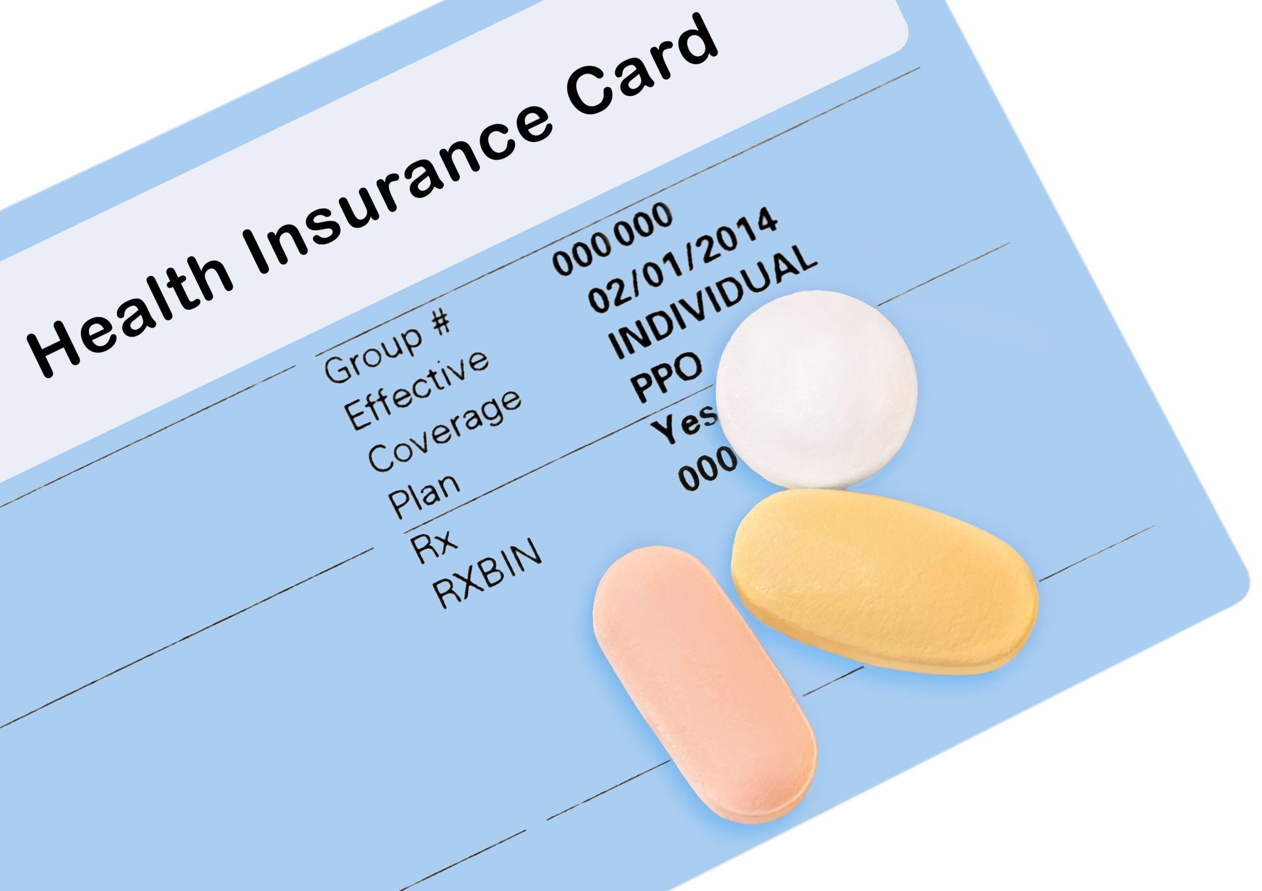 pills on health insurance card