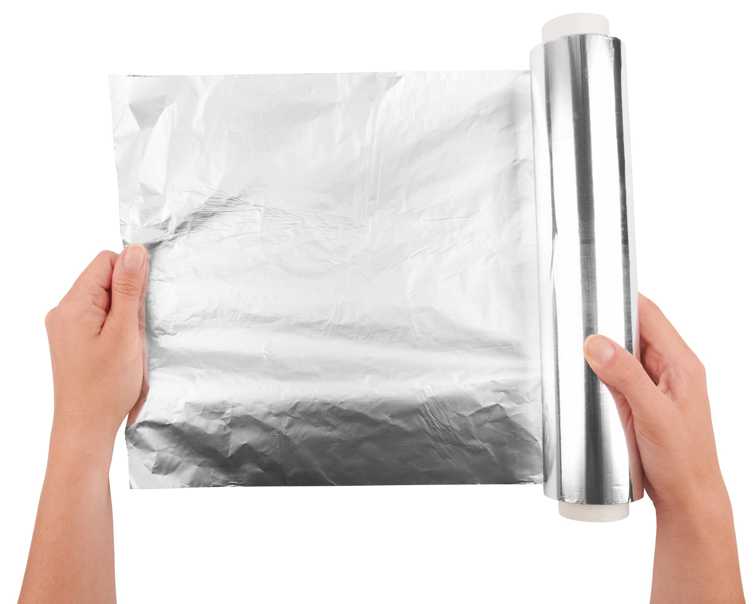 woman holding a roll of aluminum foil