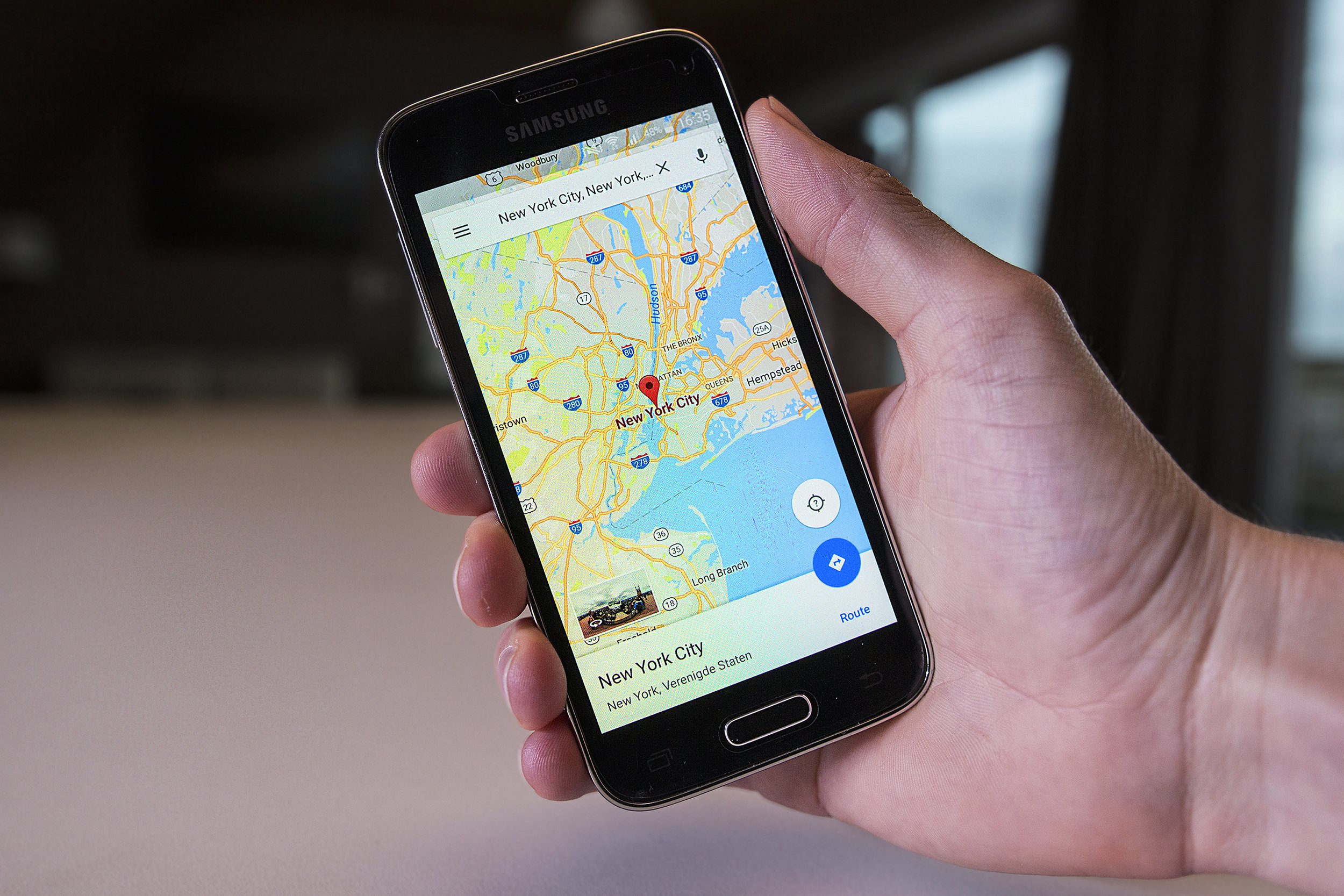 Closeup of Google Maps showing New York City