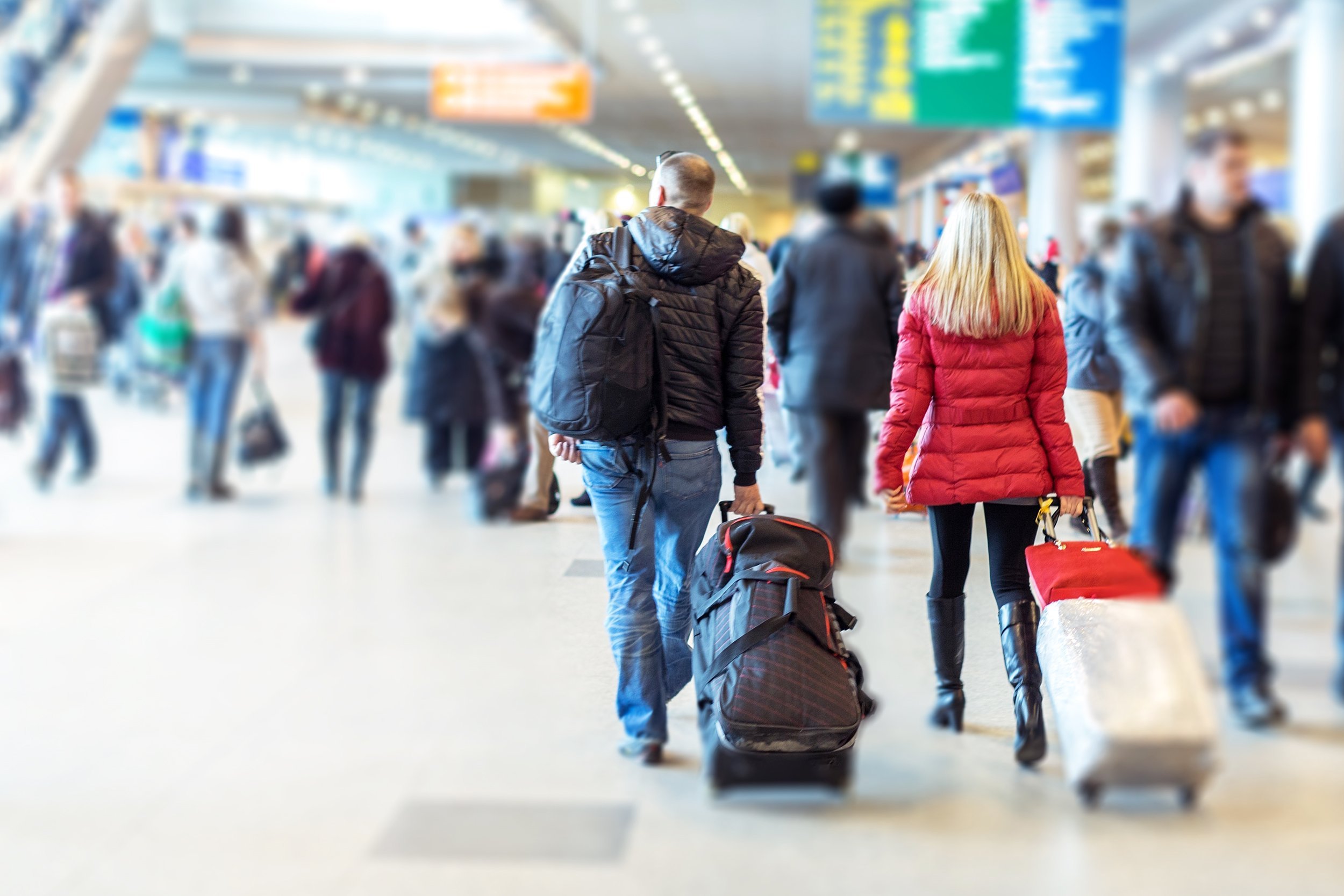 people with luggage at the airport