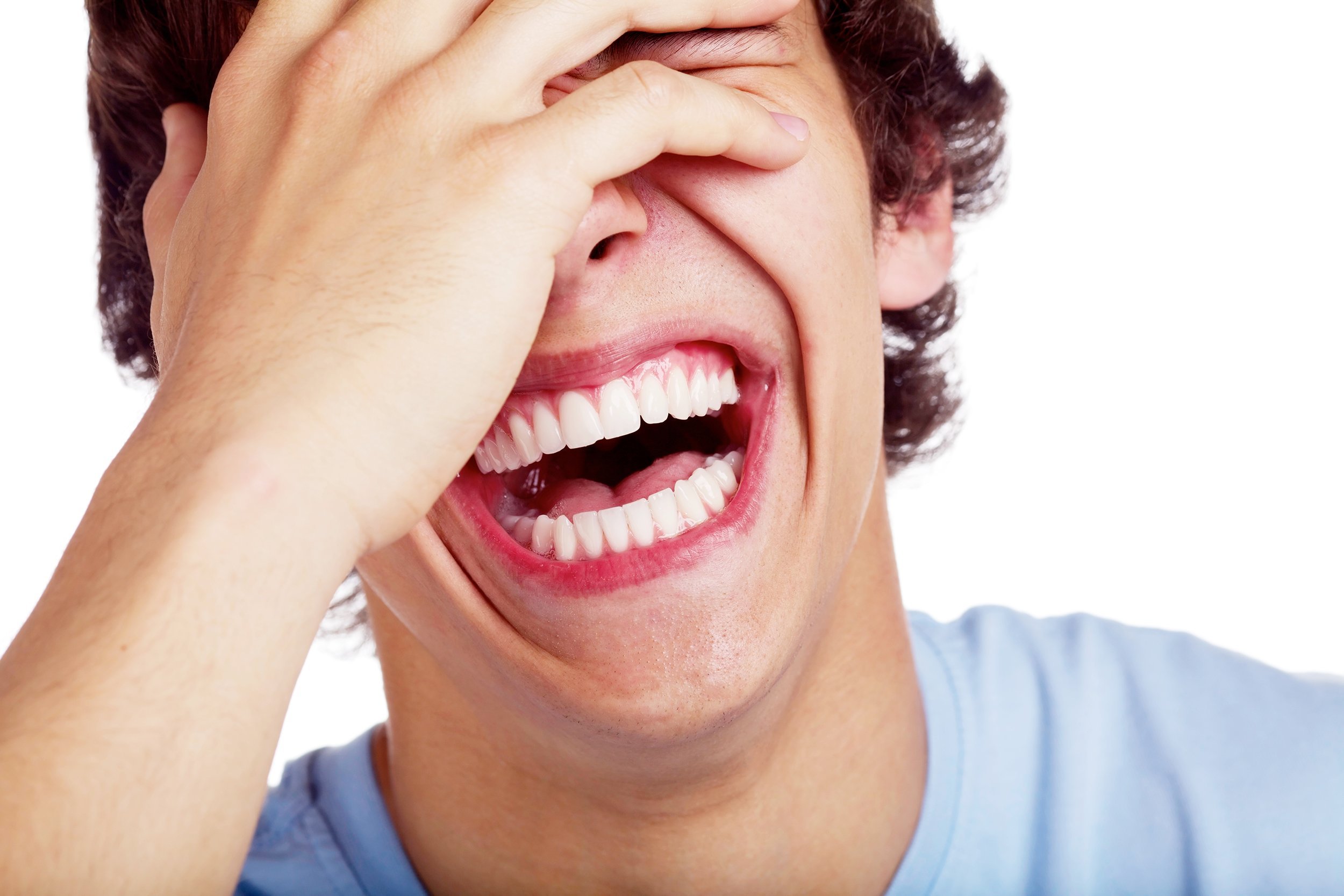 hard laughing young man