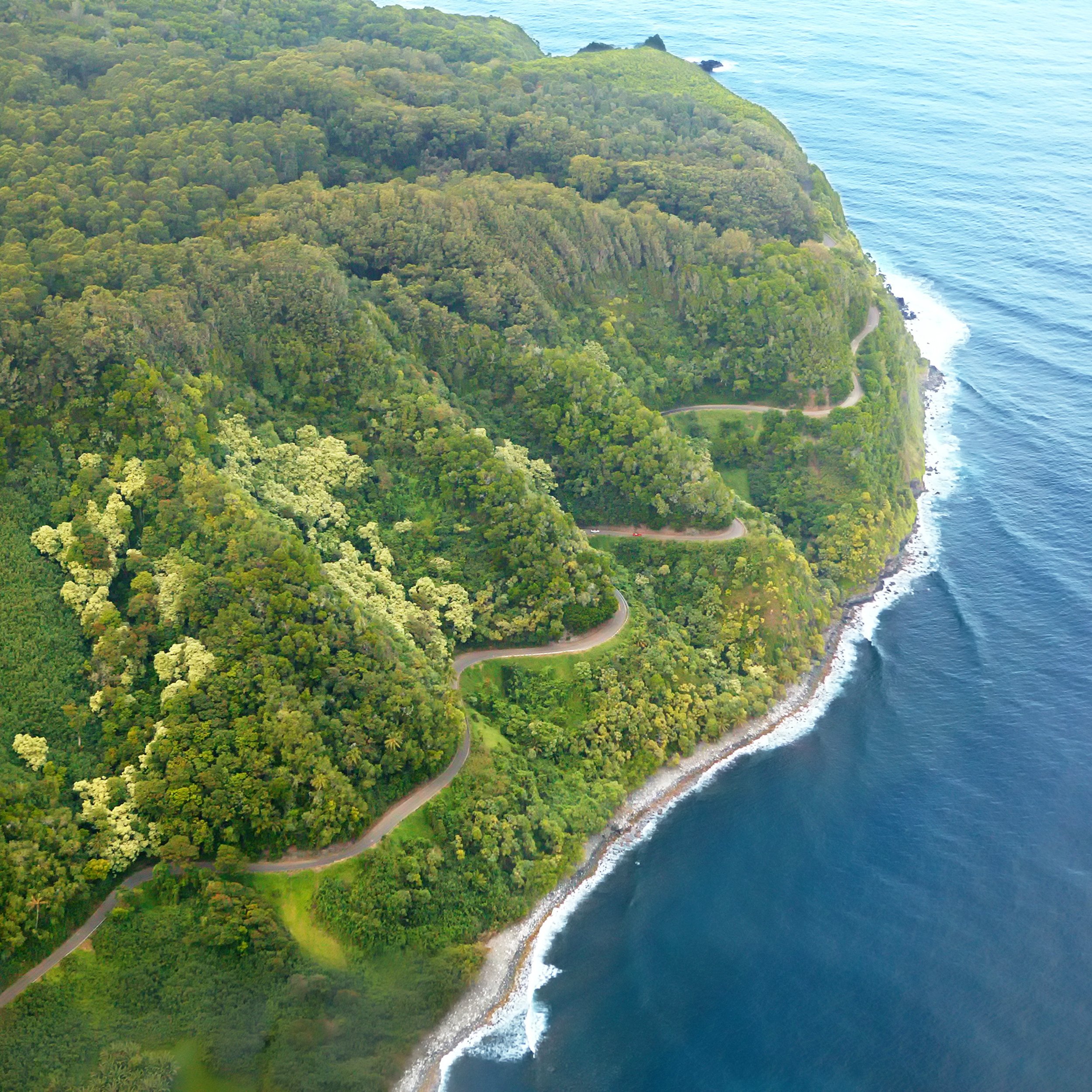 aerial of Hana Highway, Hawaii