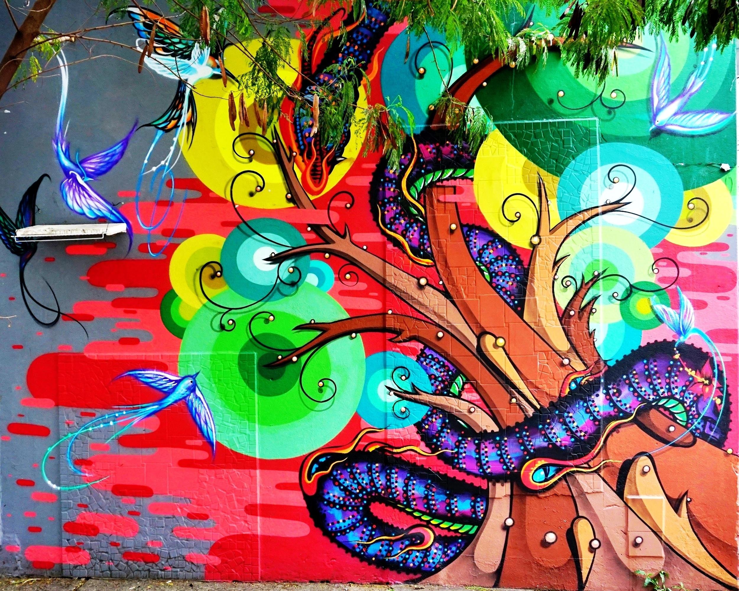 graffiti street art murals line the streets and back alleys of Sao Paulo
