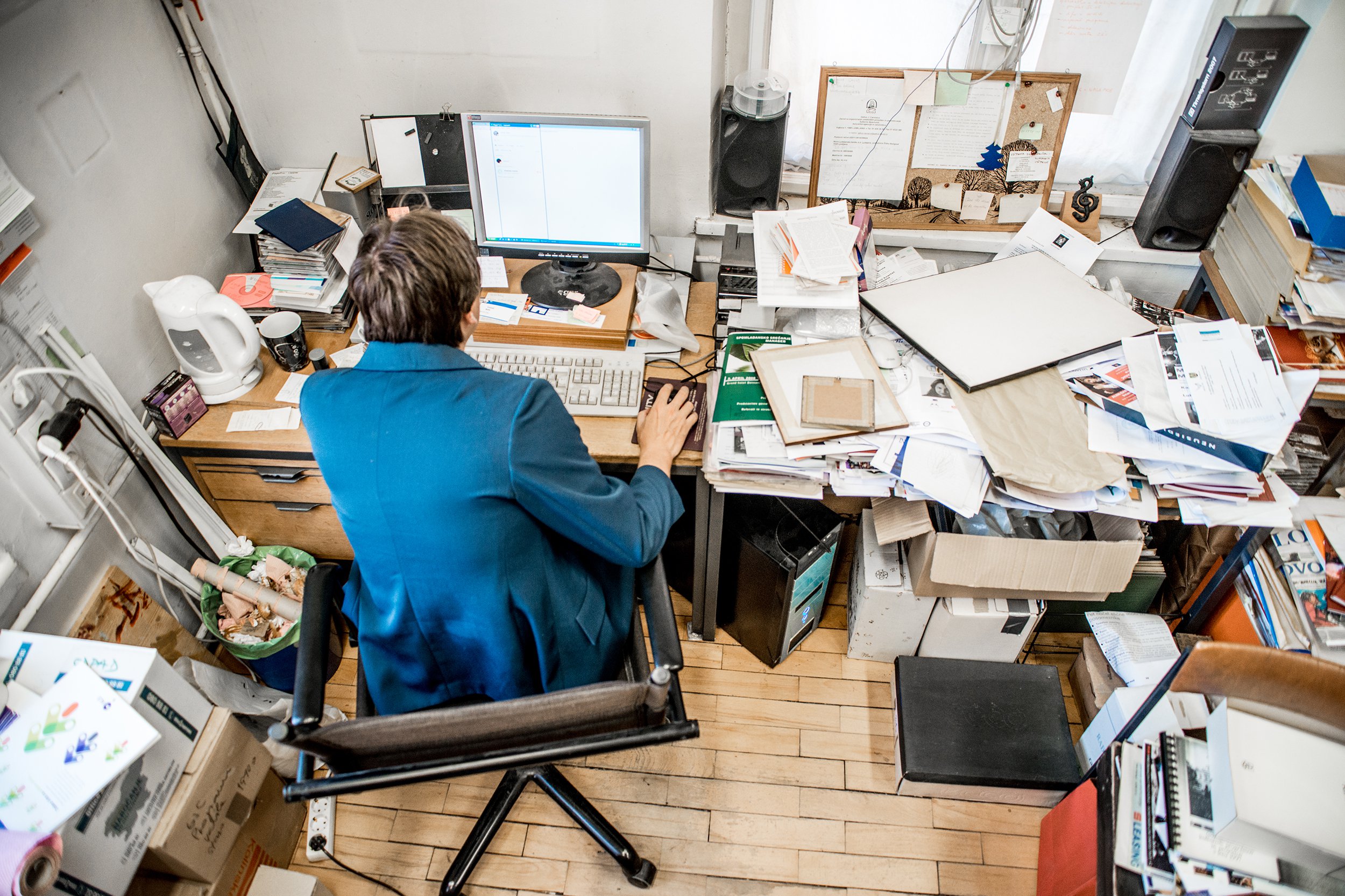 office worker working on computer