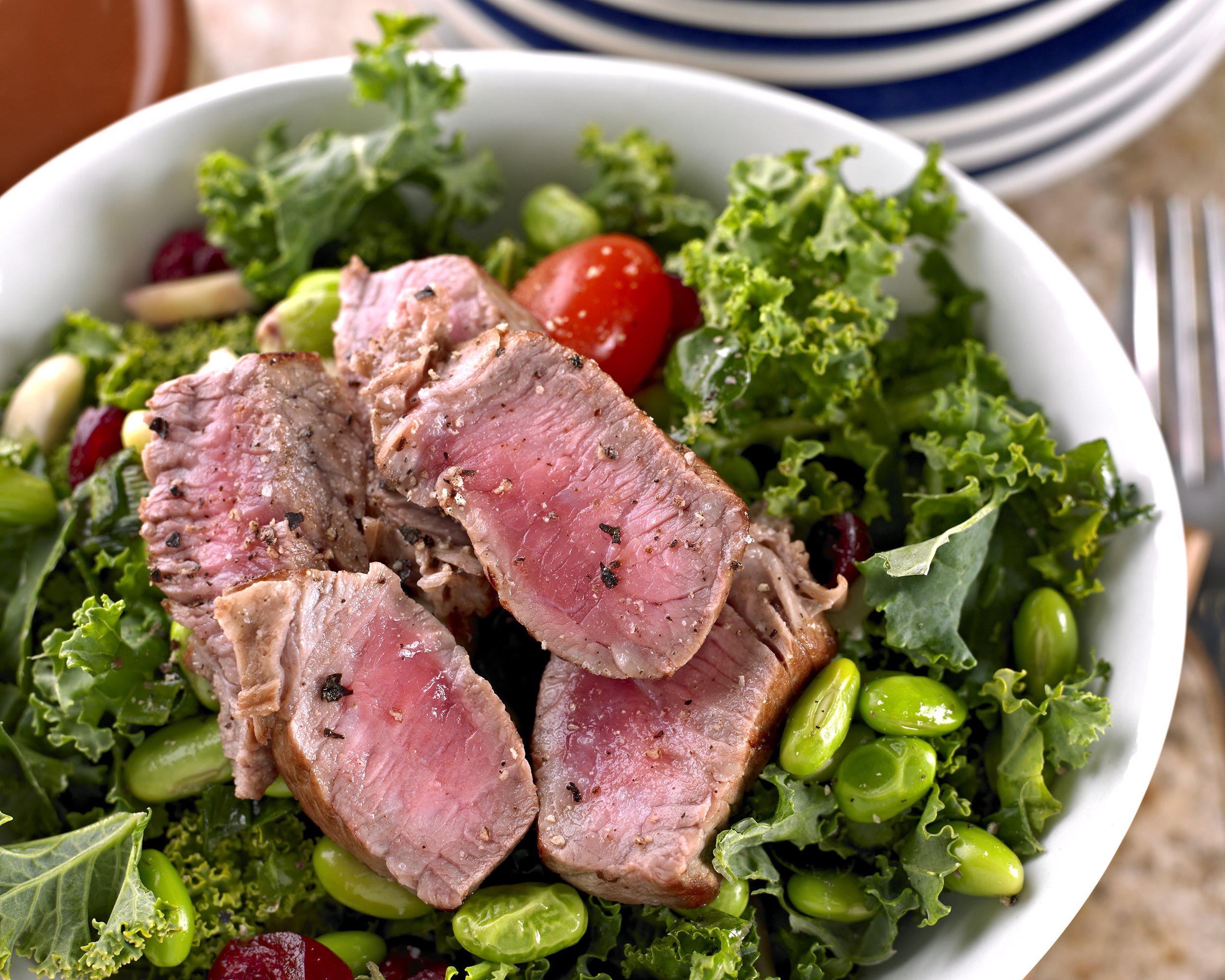 fresh salad with roasted beef