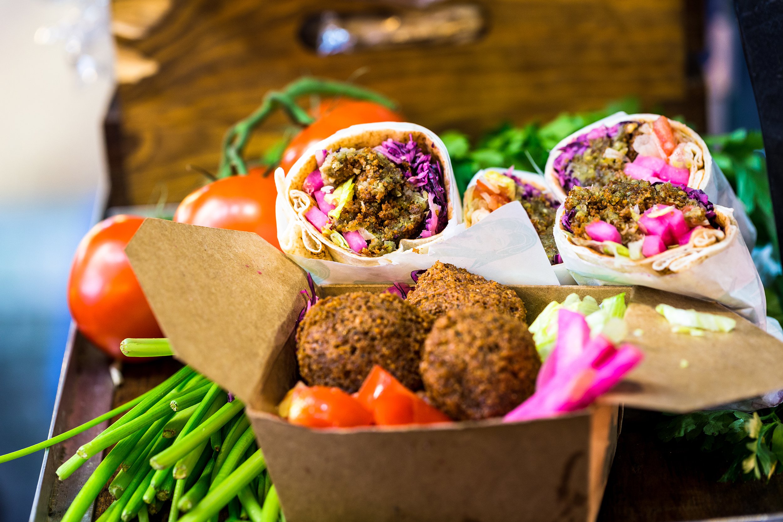 falafel wraps and vegan food