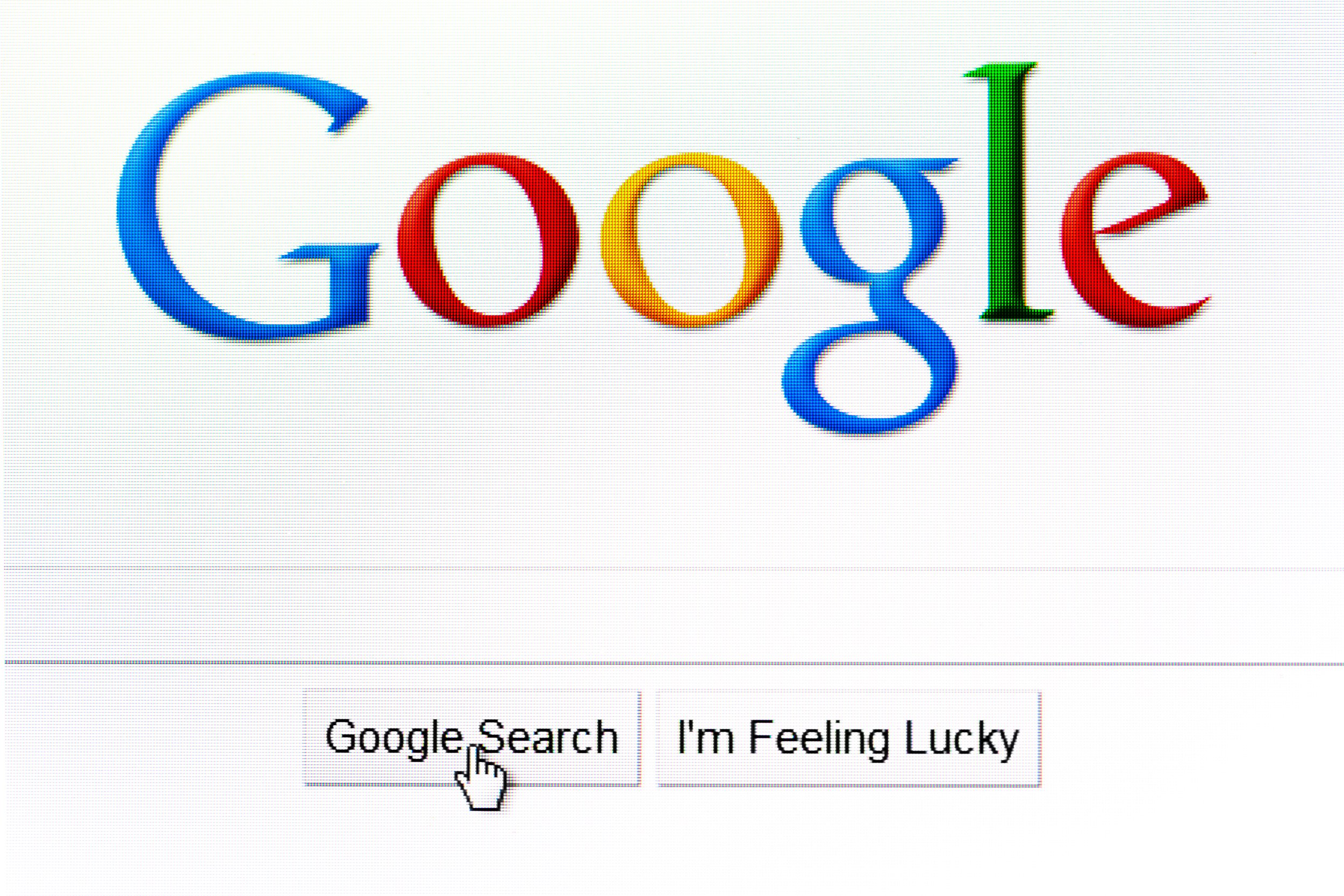 Google search page in the internet