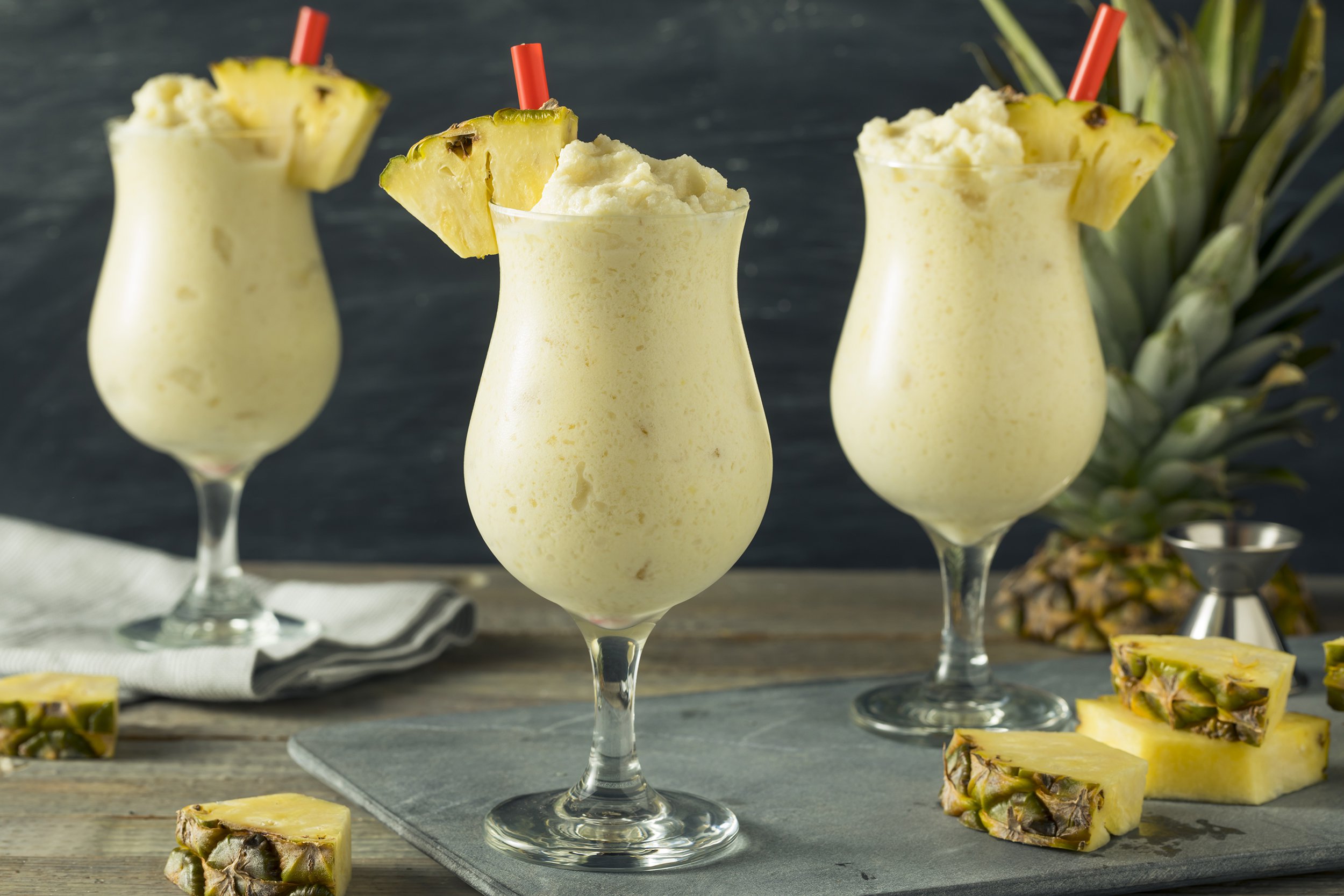 three piña coladas