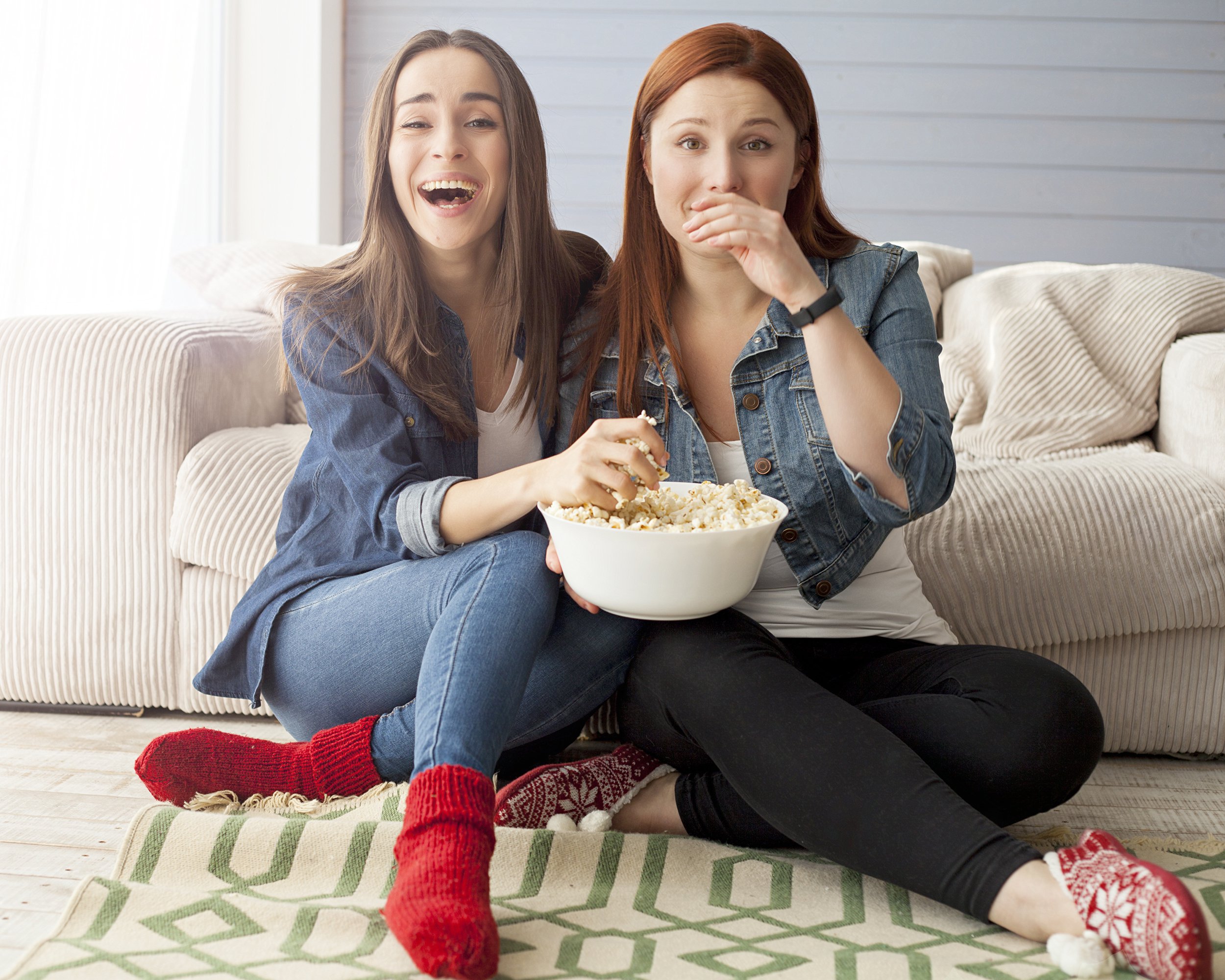 girlfriends watching movie