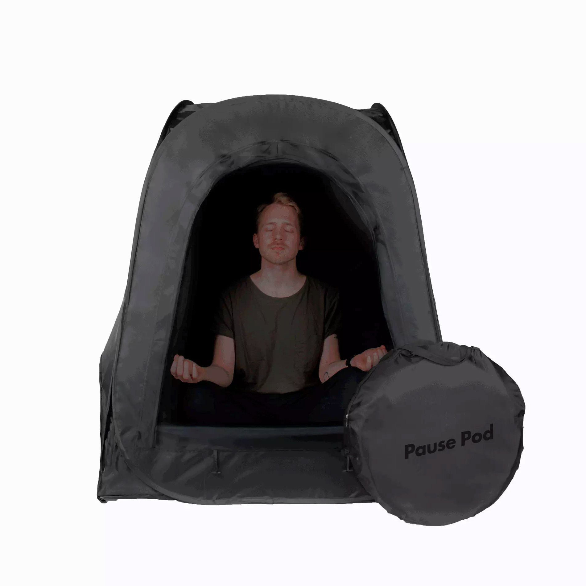 Man sitting inside a Pause Pod