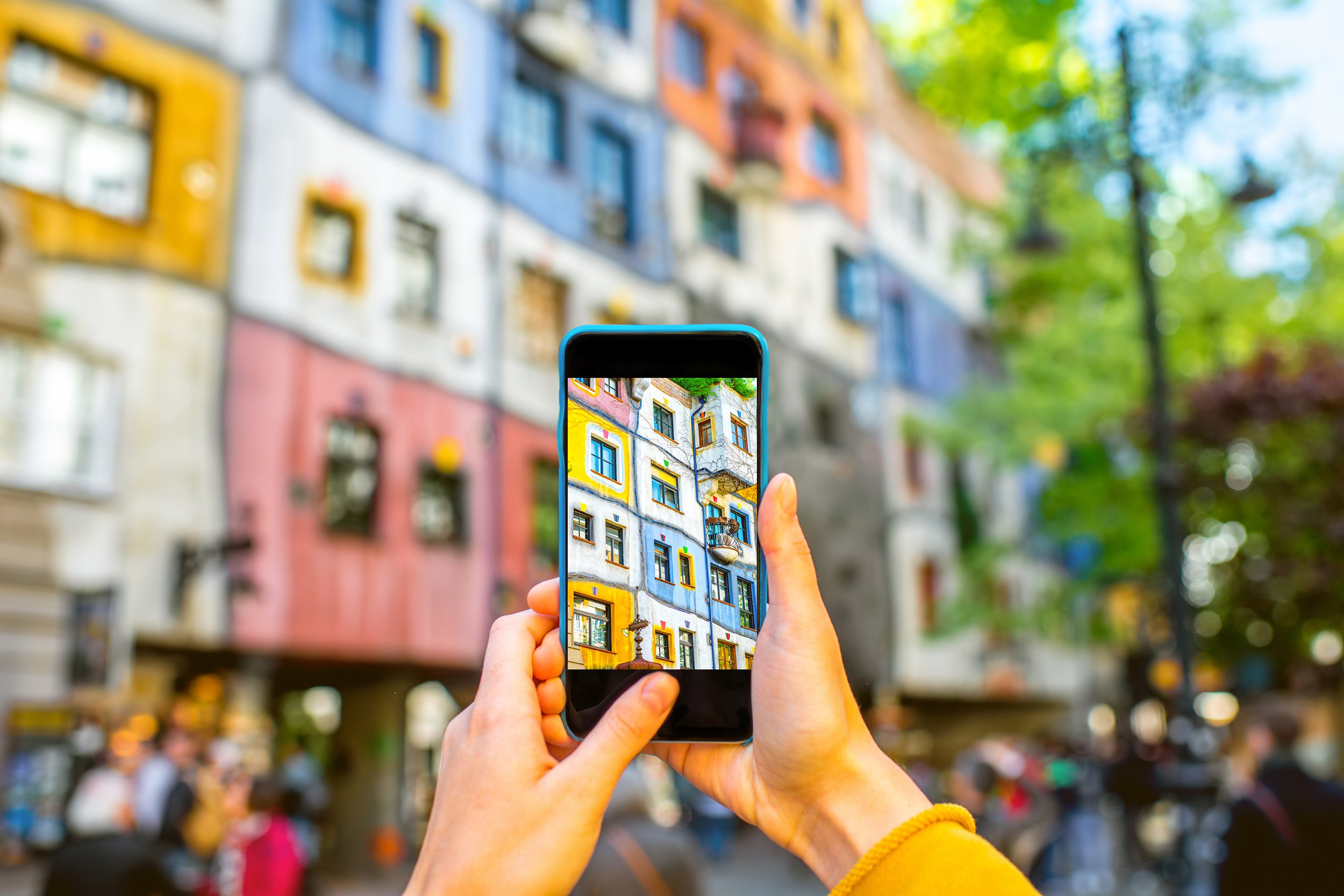 Smartphone photo of a colorful building