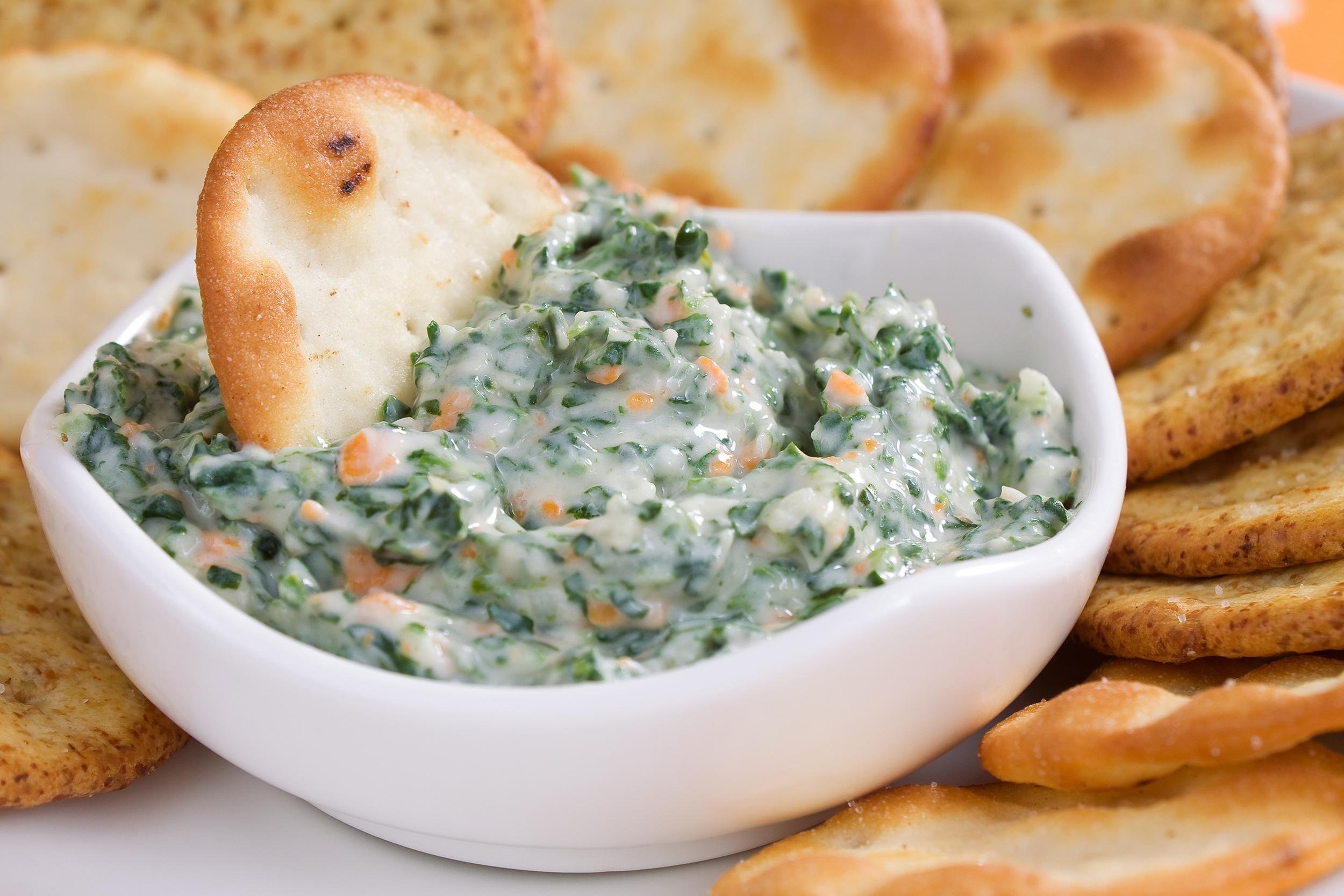 Spinach Dip and Baked Tortilla Chips