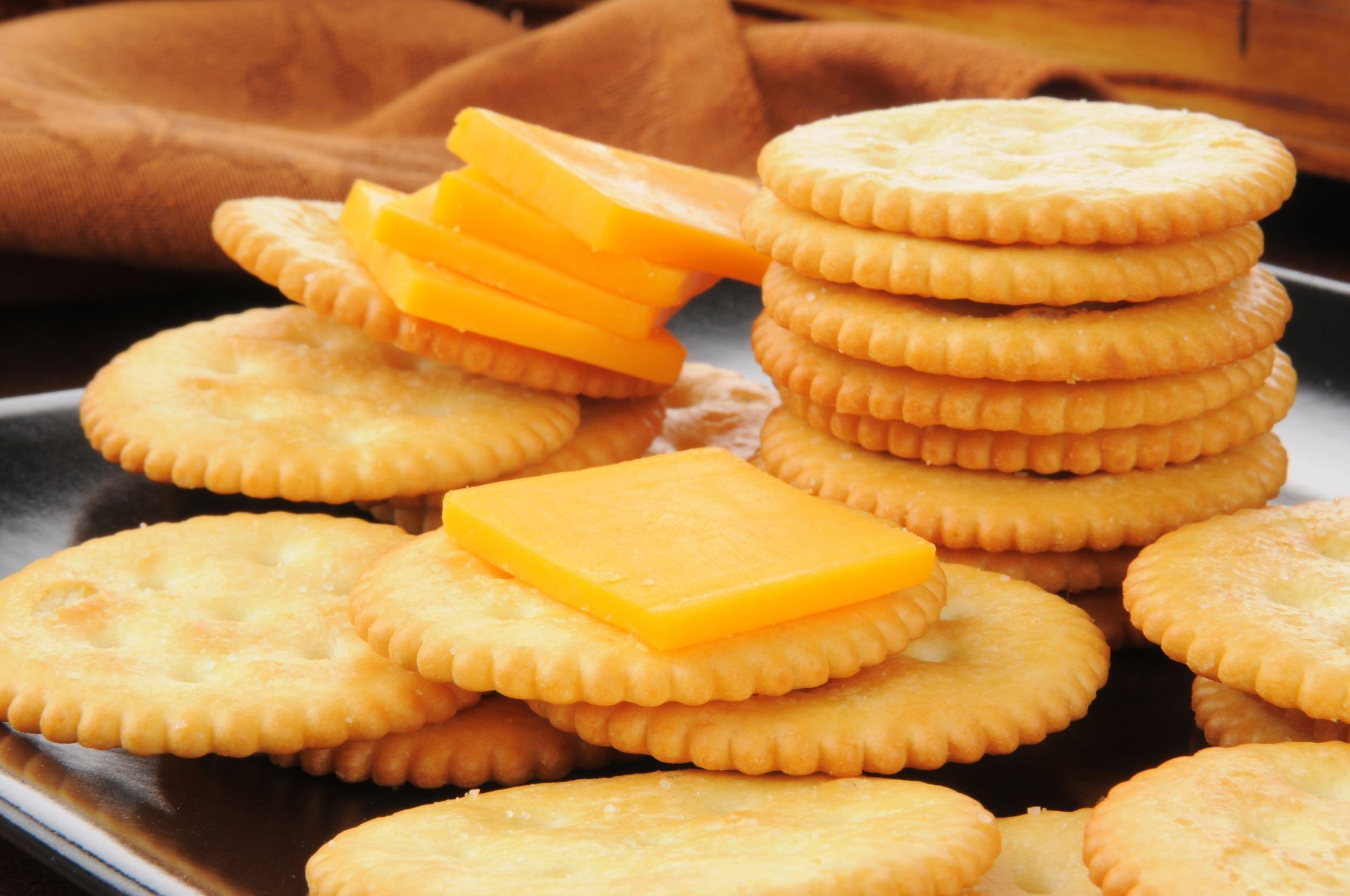 snack plate of cheese and crackers