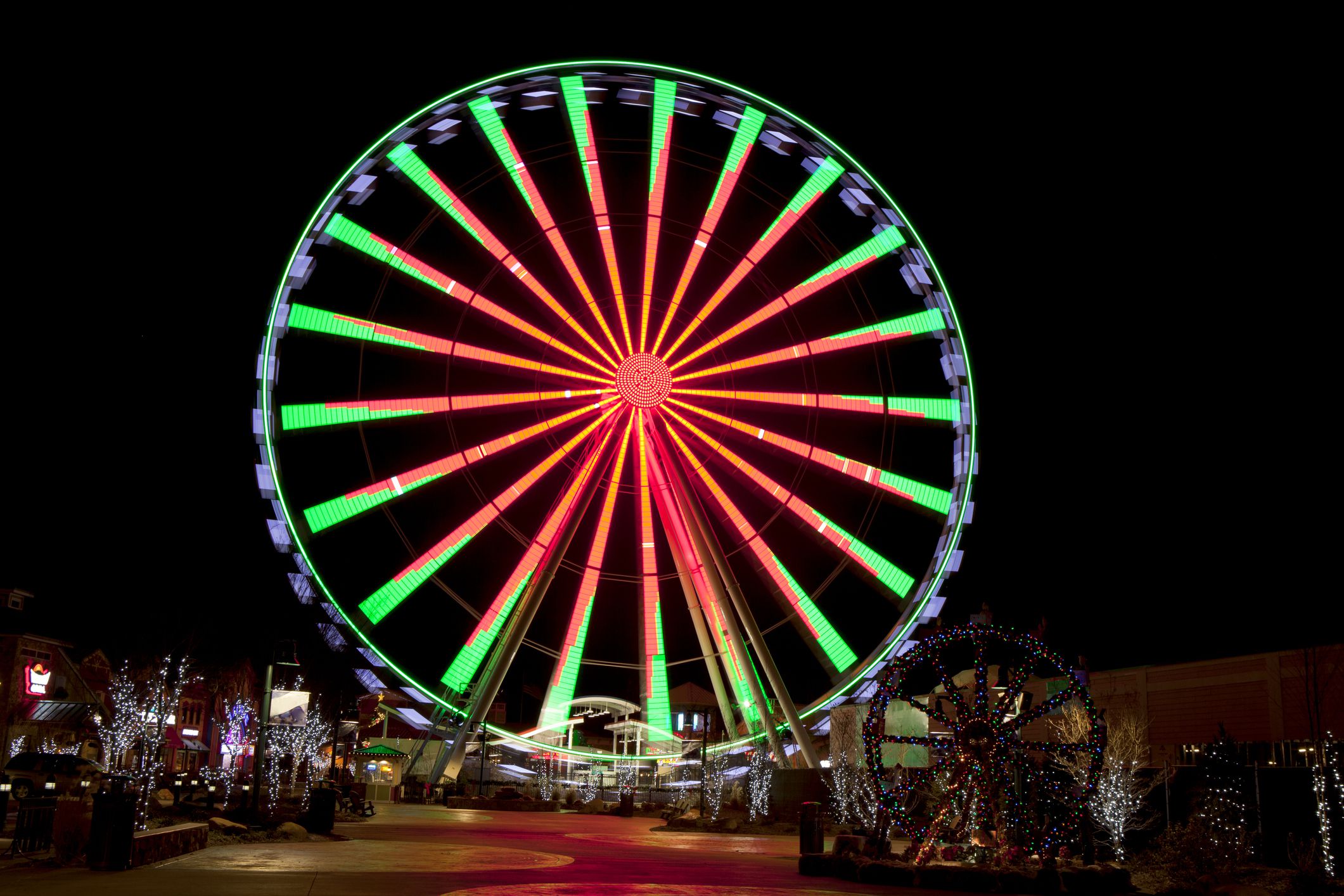 Ferris Wheel in Gatlinburg, Tennessee during the Christmas Holidays taken at night with long exposure