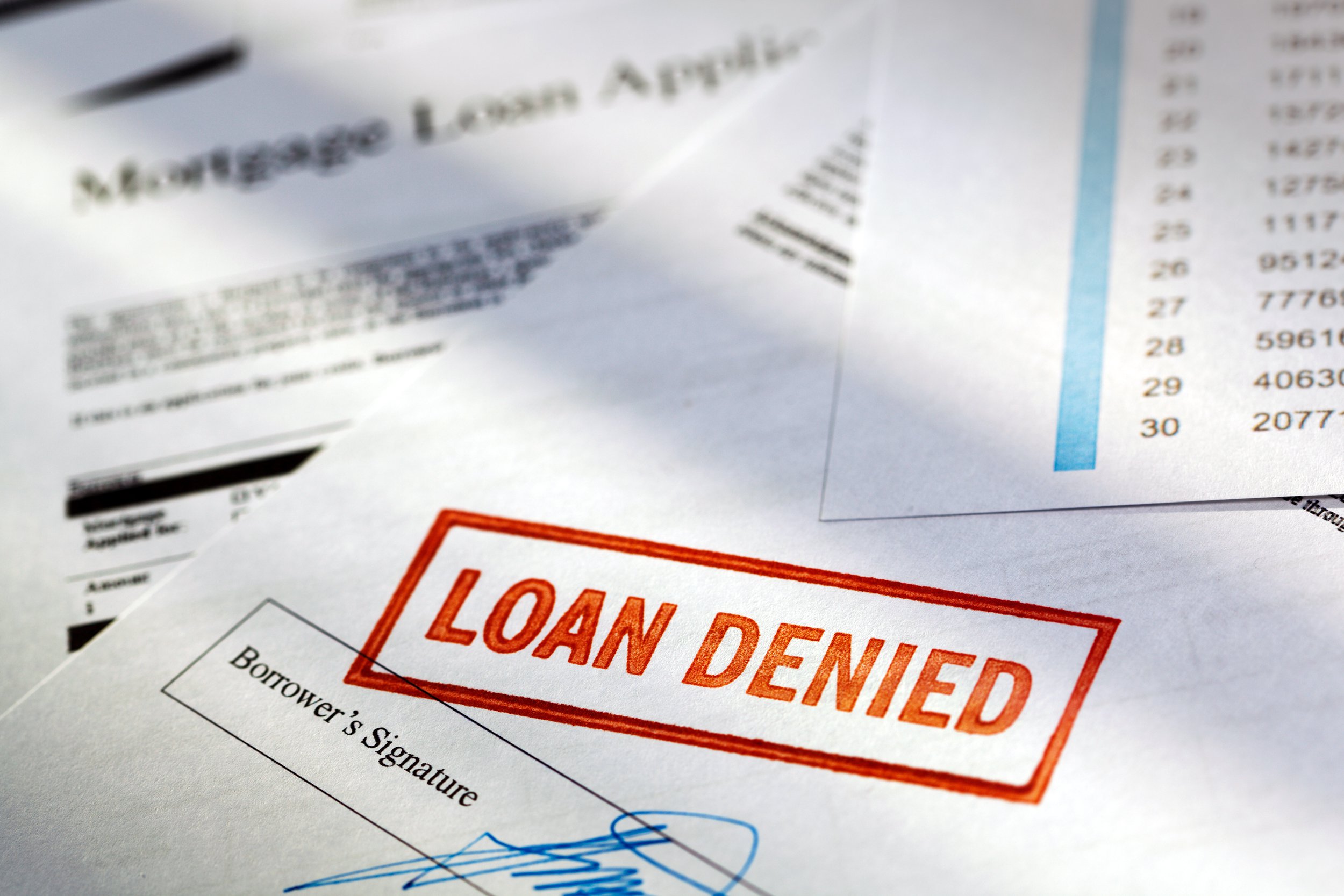 Loan applications that have a 'Loan Denied' stamp
